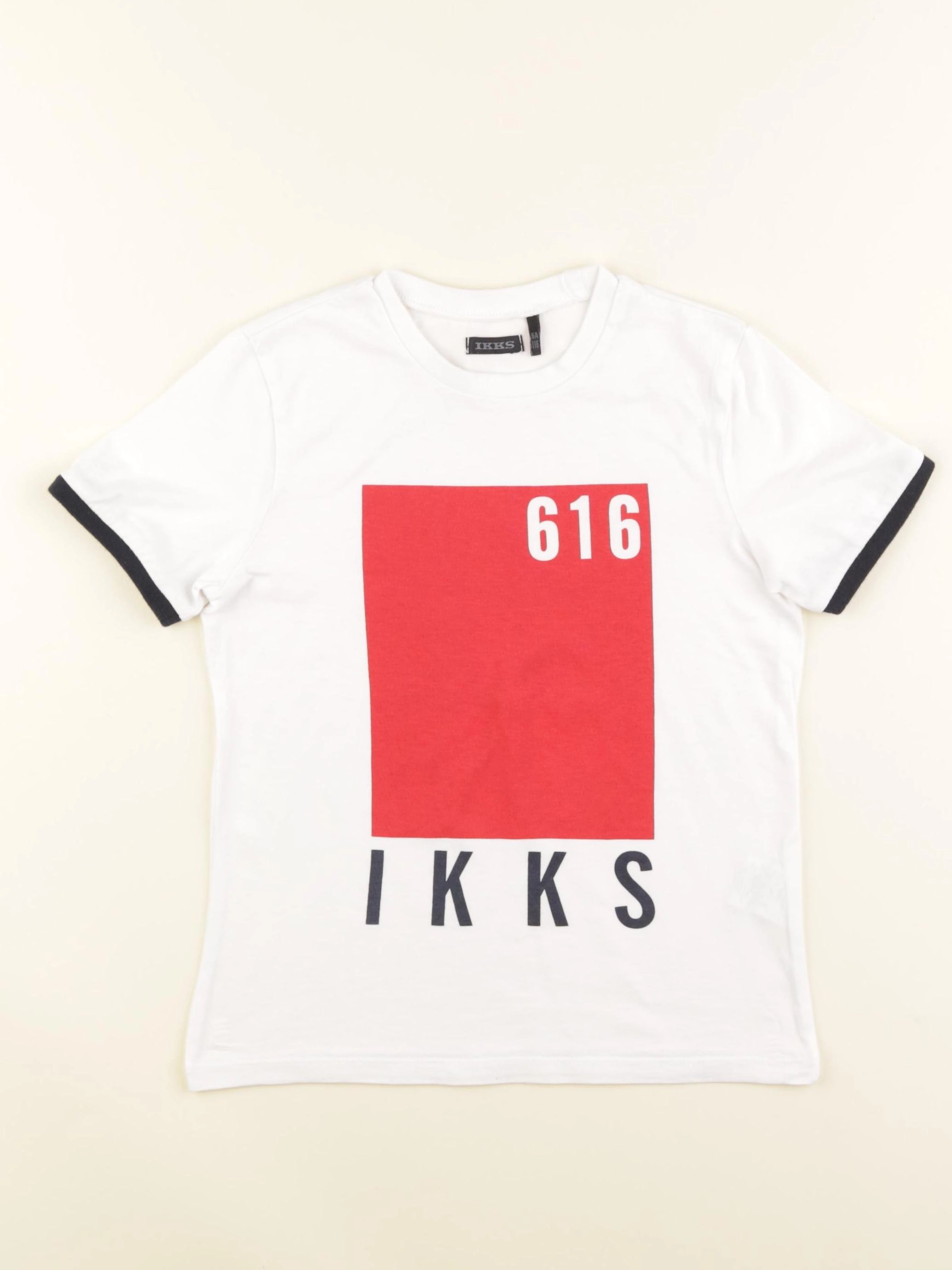 IKKS - tee-shirt blanc, rouge - 6 ans