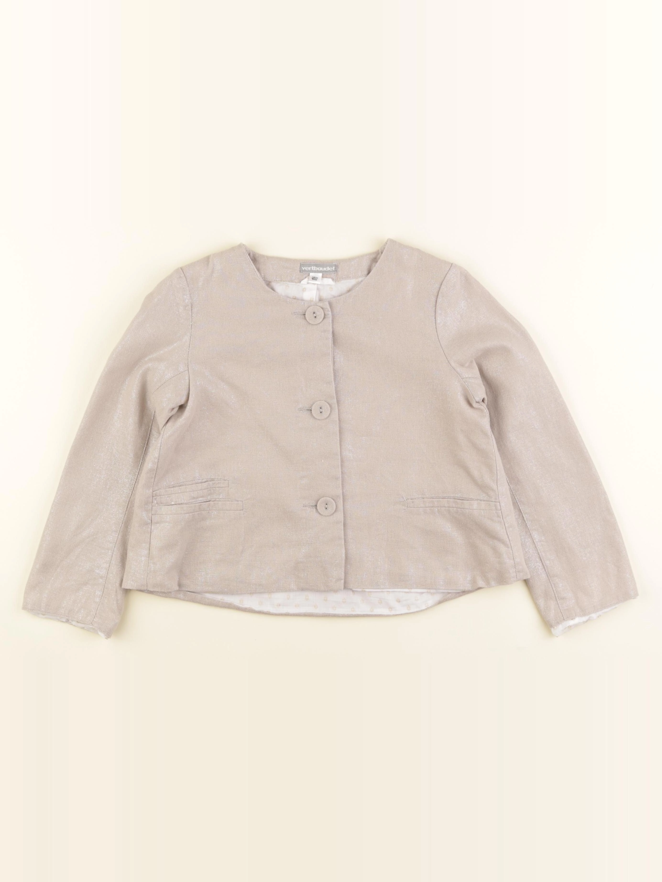 Vertbaudet - veste beige, argent - 8 ans
