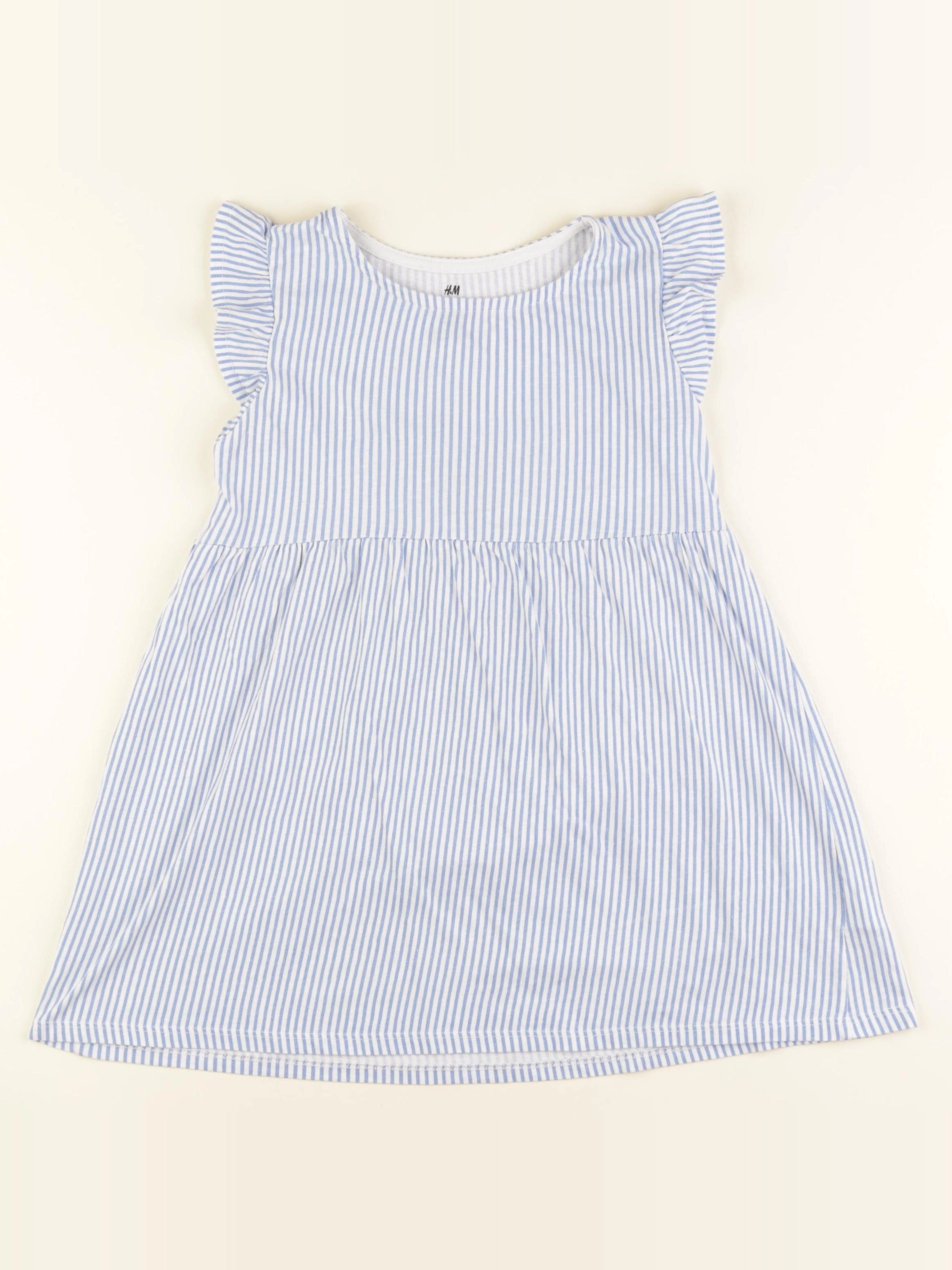 H&M - robe bleu, blanc - 4/6 ans