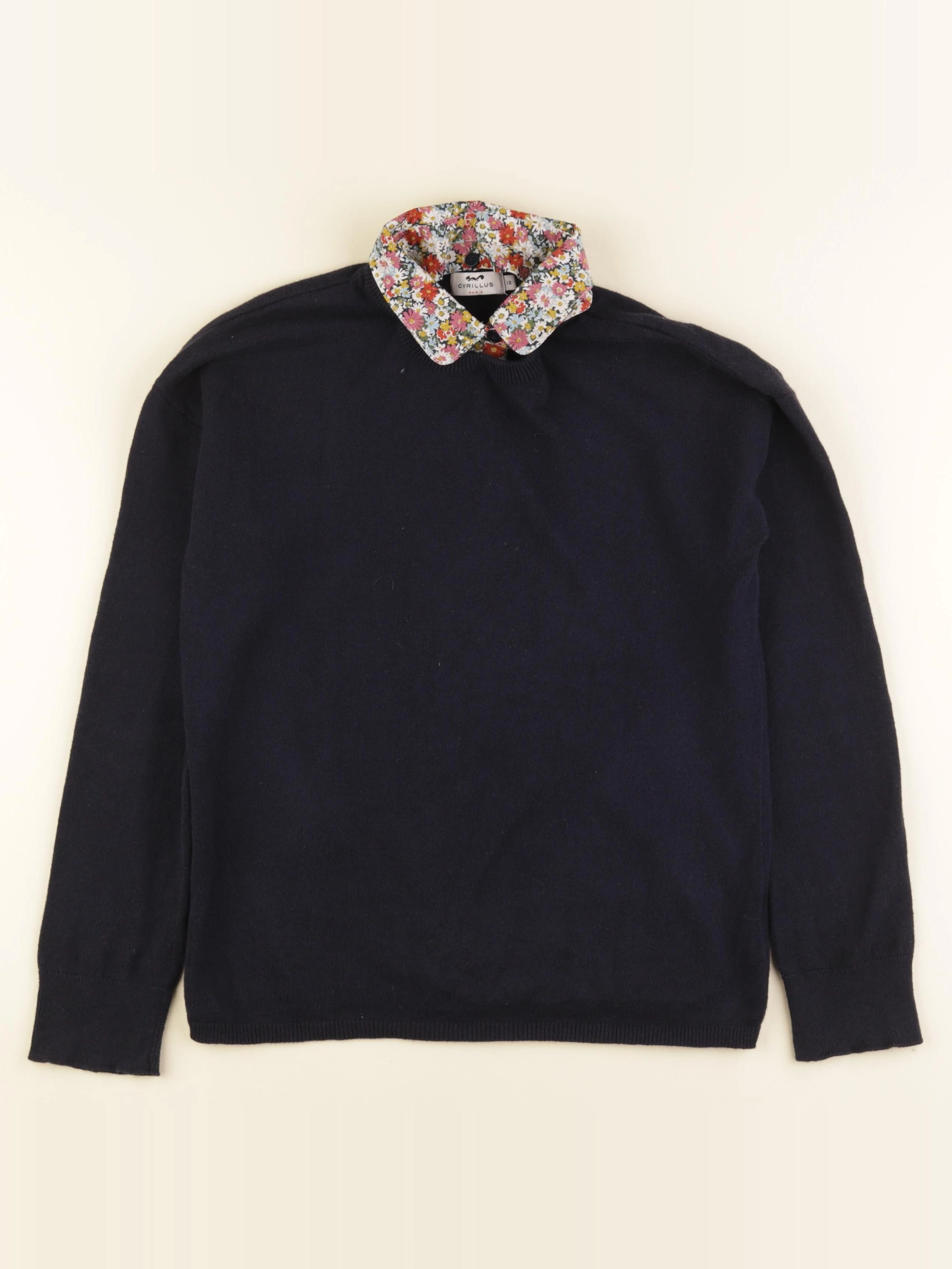 Cyrillus - pull col amovible bleu - 12 ans