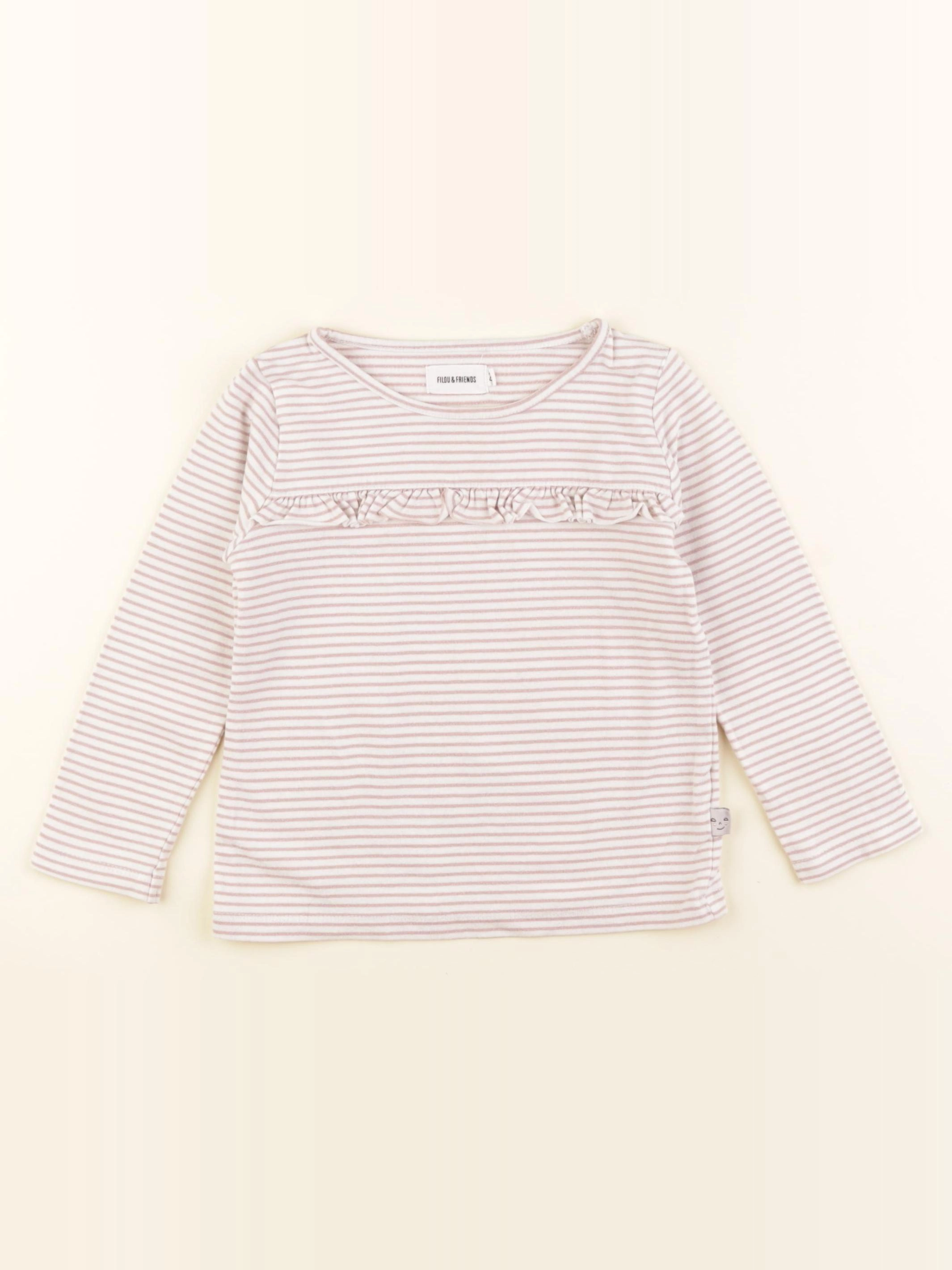 Filou & Friends - tee-shirt rose, blanc - 2 ans