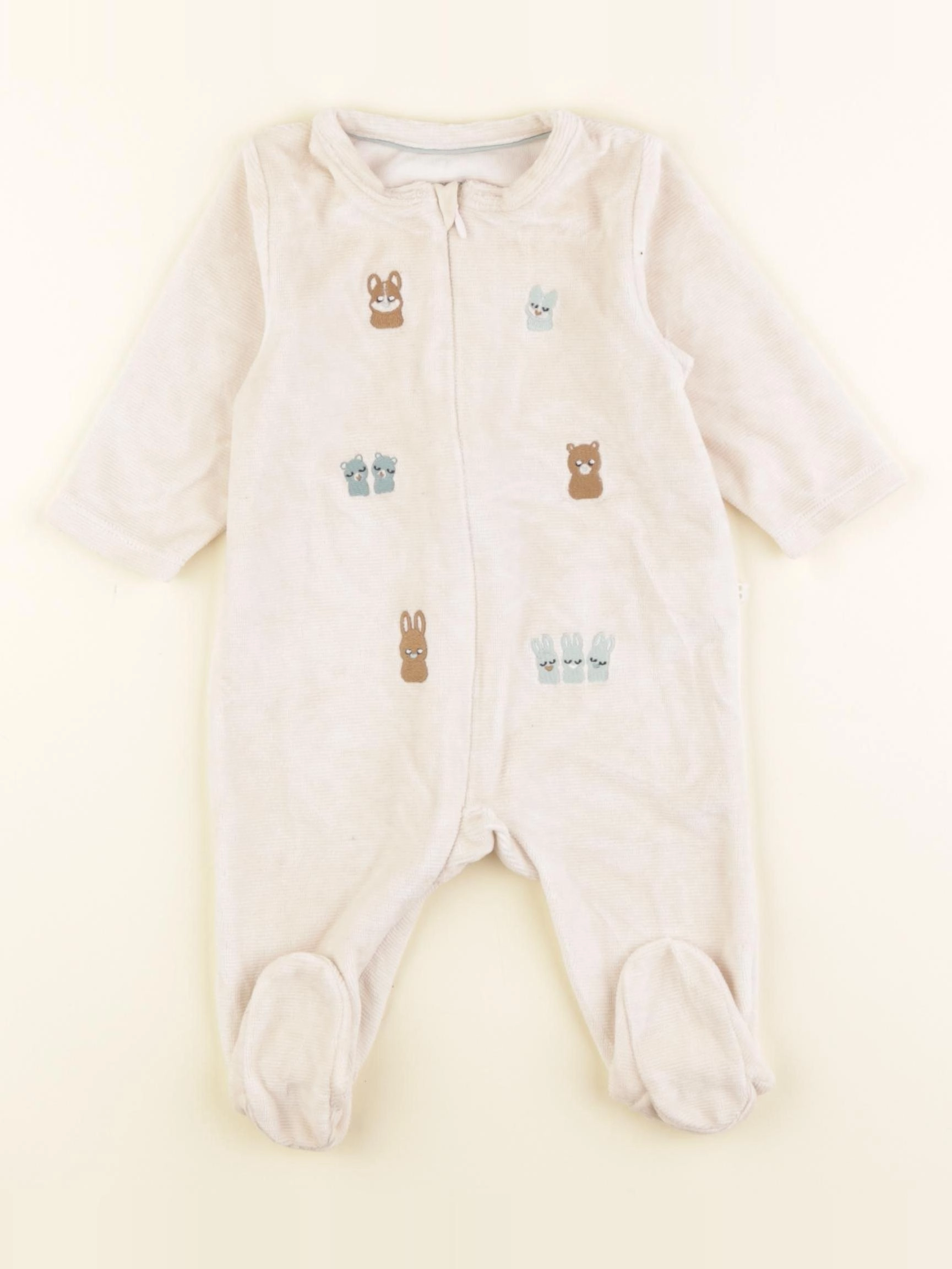 Obaïbi - pyjama velours beige - 3 mois