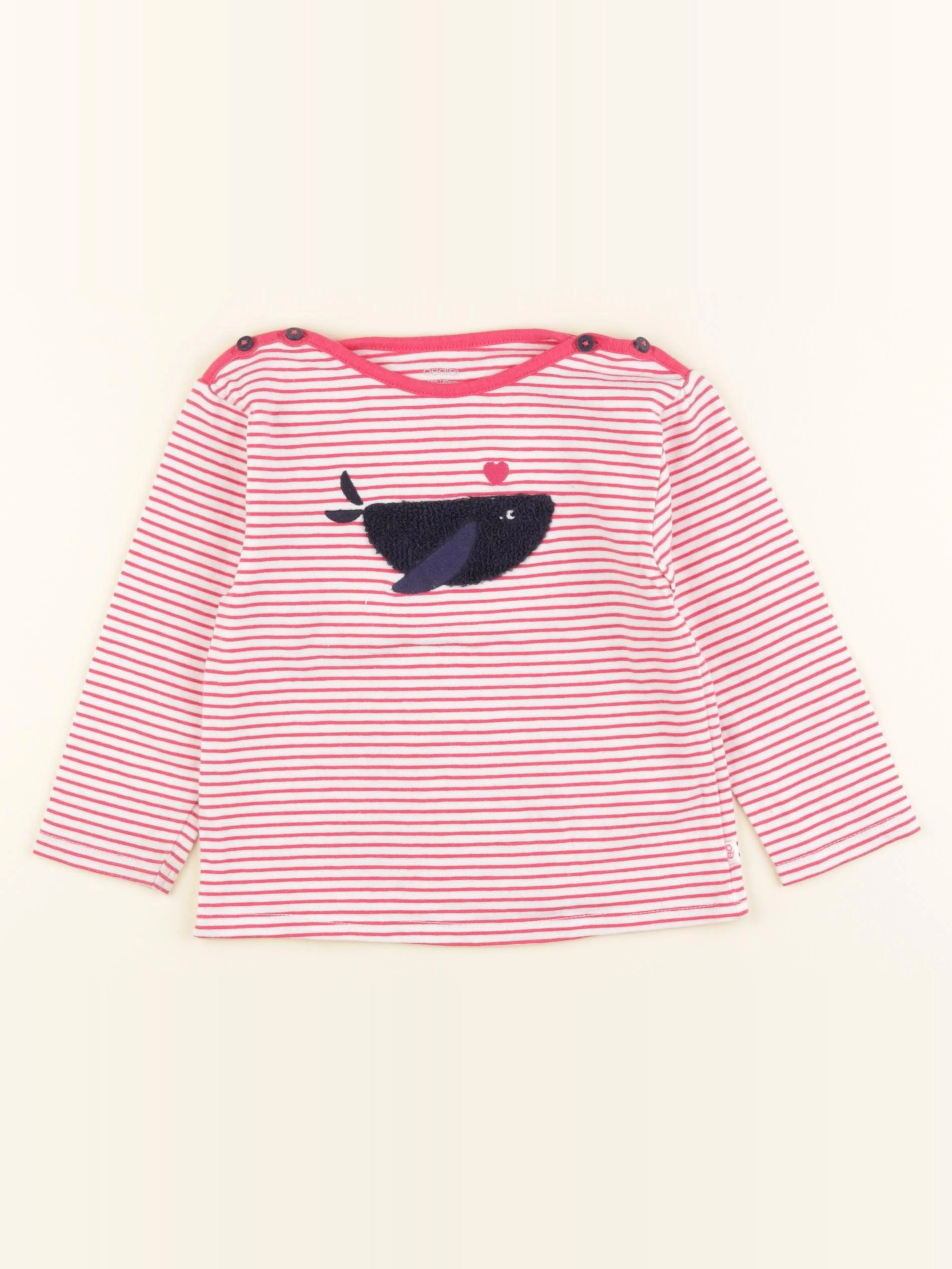 Obaïbi - tee-shirt blanc, rose - 18 mois