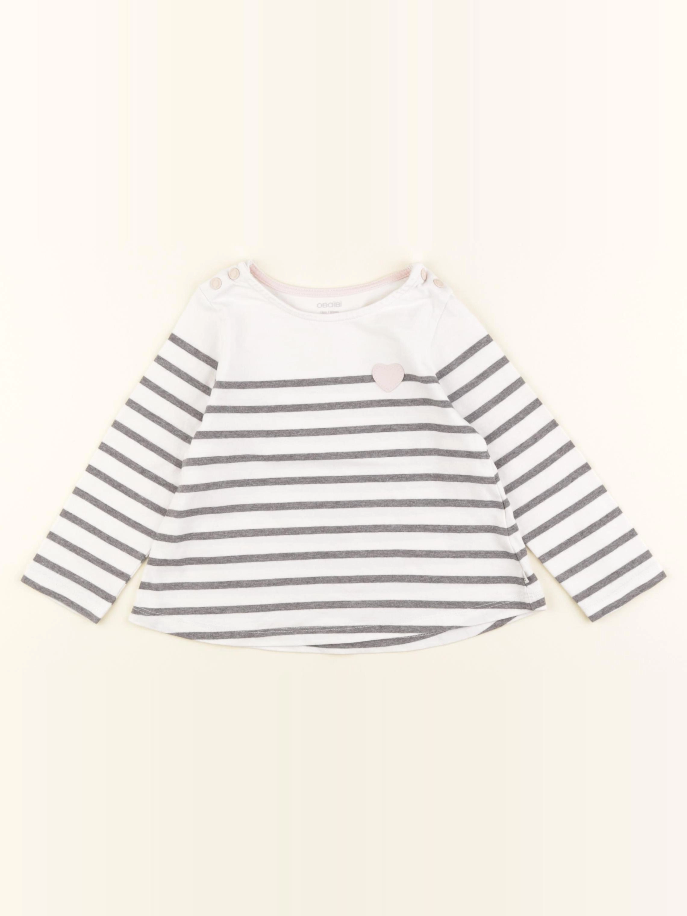 Obaïbi - tee-shirt blanc, gris - 18 mois