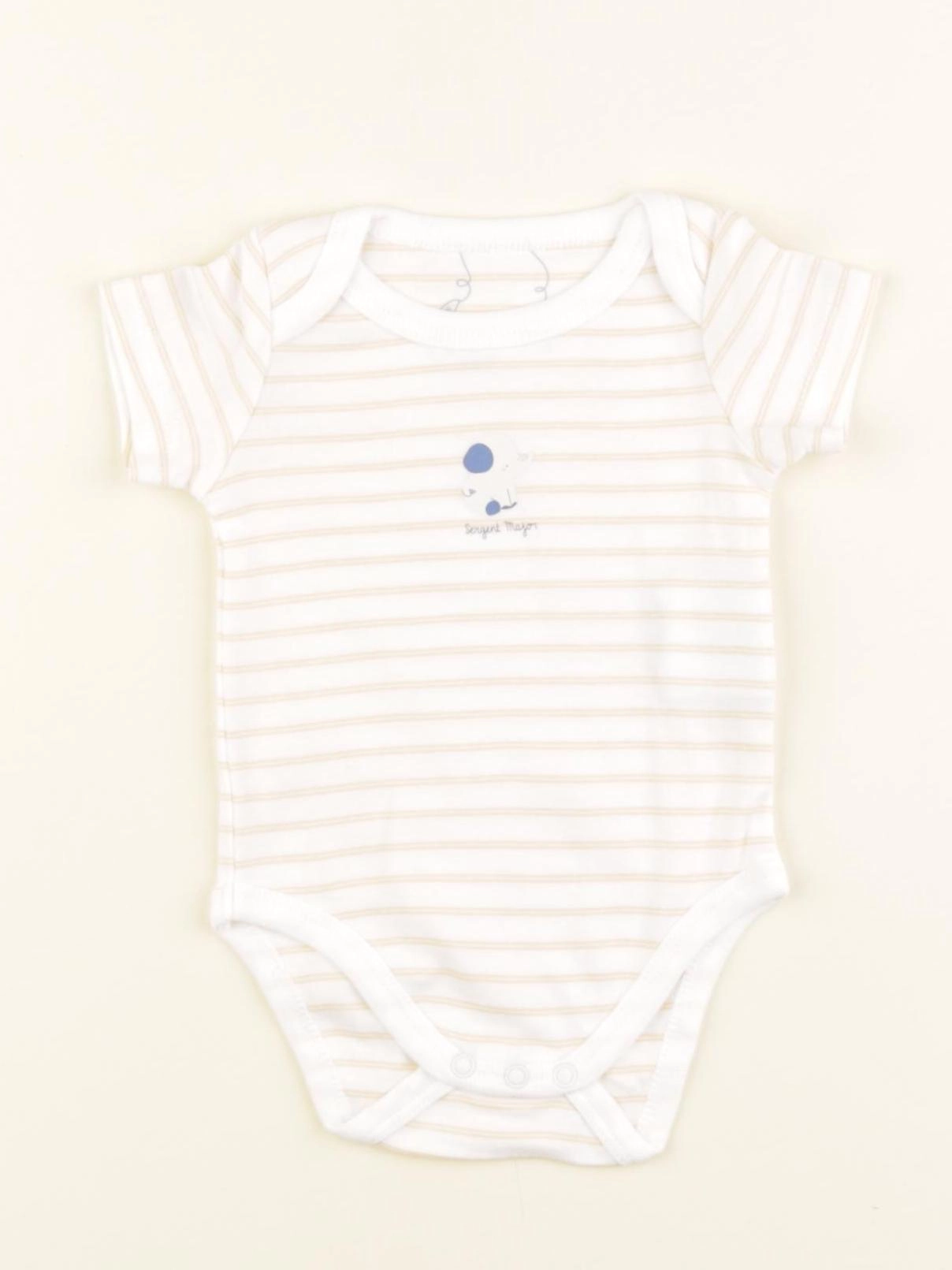 Sergent Major - body blanc, orange - 1 mois