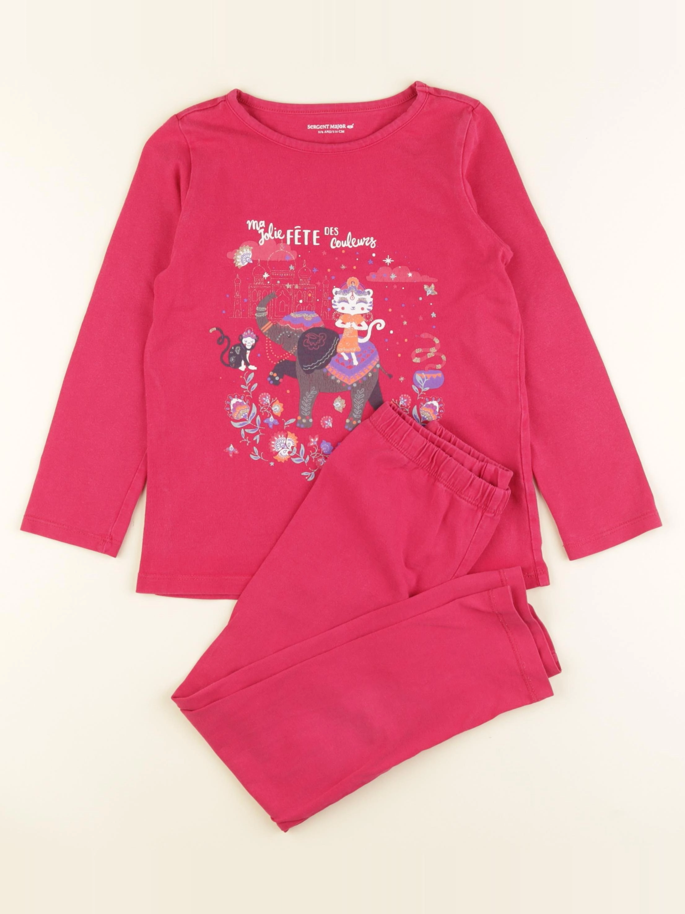 Sergent Major - pyjama coton rose - 5/6 ans