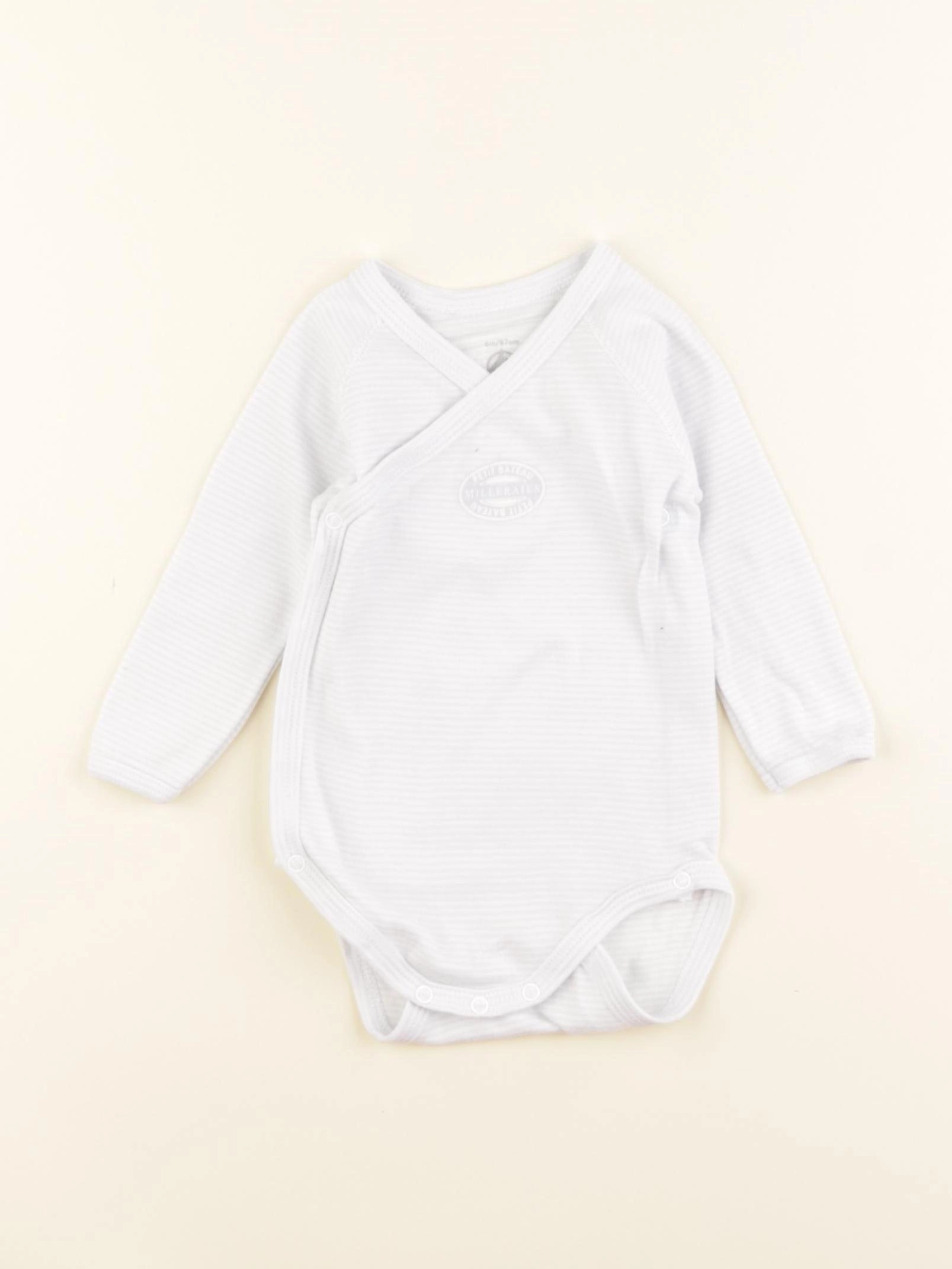 Petit Bateau - body bleu, blanc - 6 mois