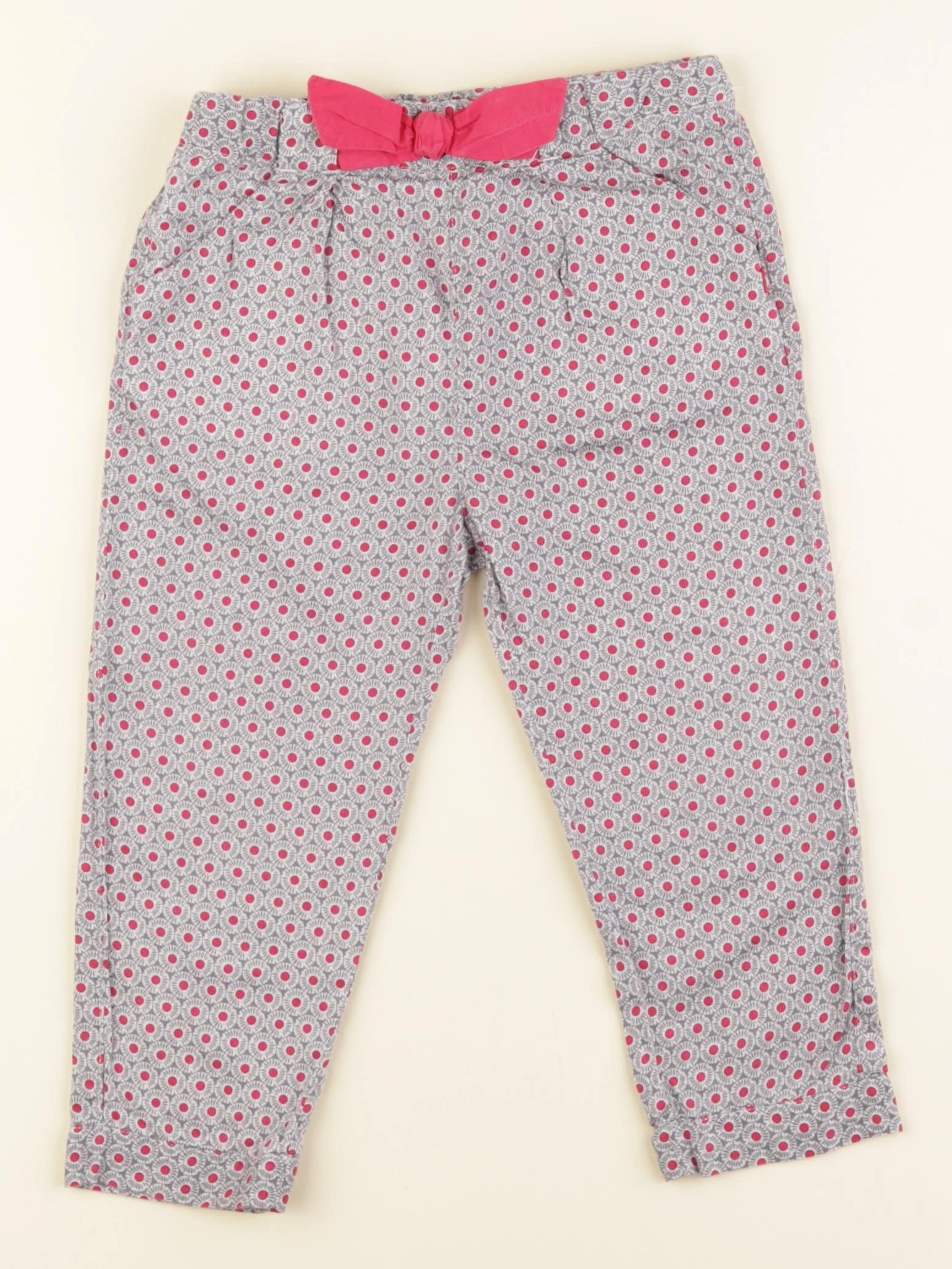 Obaïbi - pantalon gris, rose - 24 mois