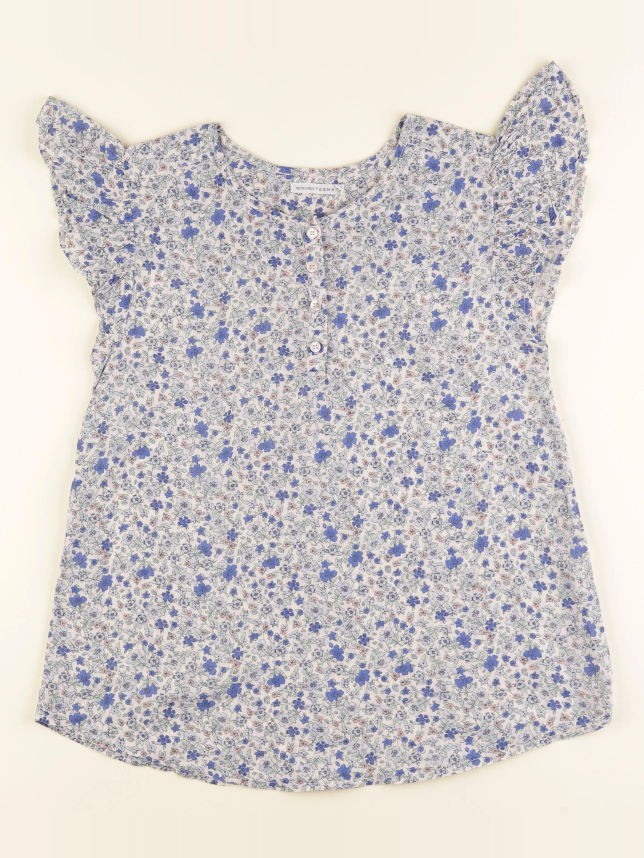 Monoprix - blouse bleu, blanc - 12 ans