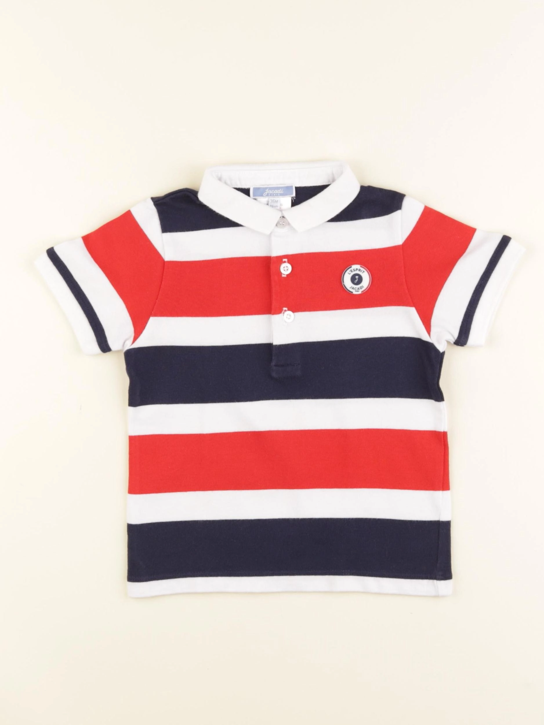 Jacadi - polo blanc, bleu, rouge - 36 mois