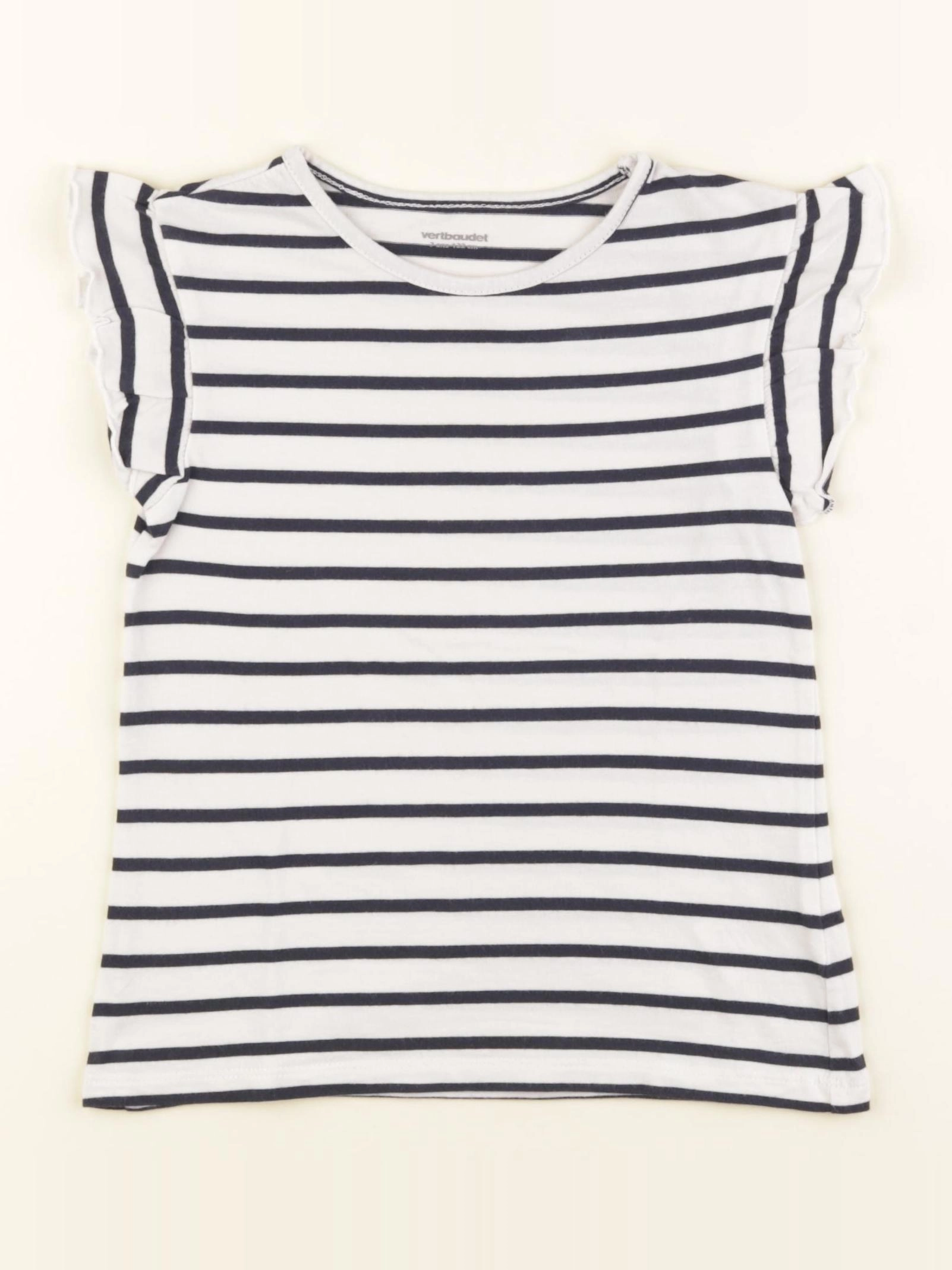 Vertbaudet - tee-shirt blanc, bleu - 7 ans