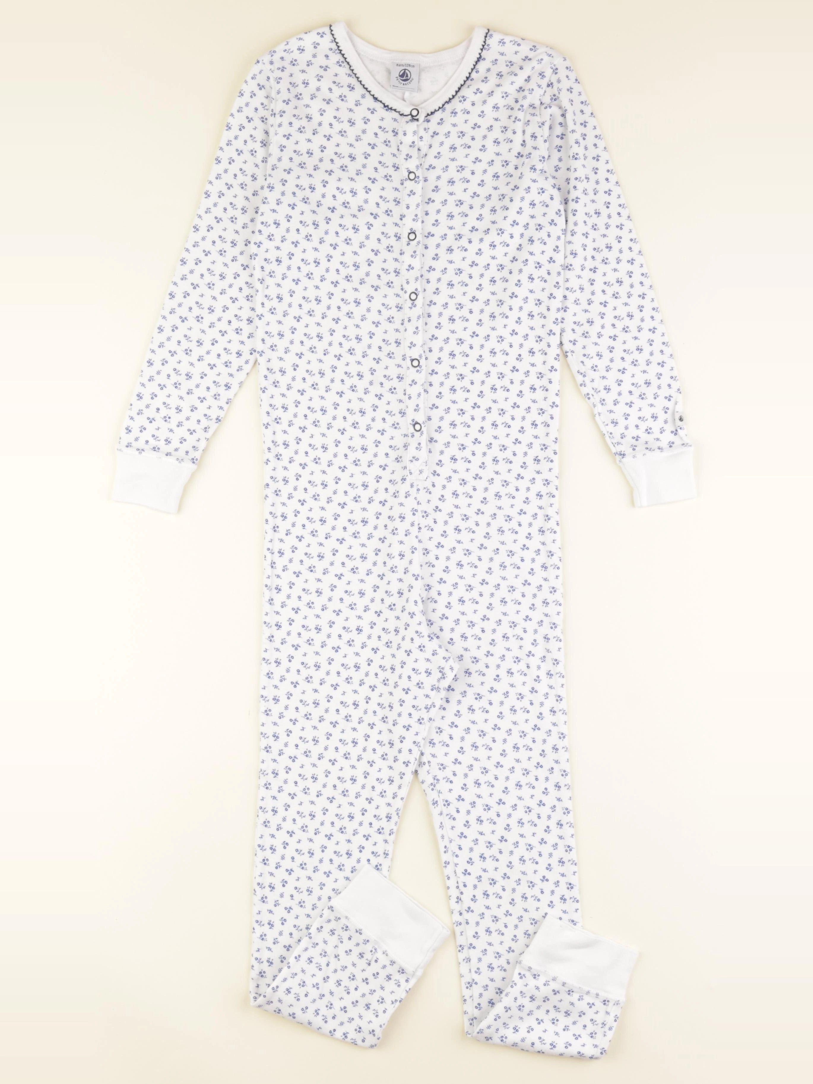 Petit Bateau - pyjama coton blanc, bleu - 8 ans