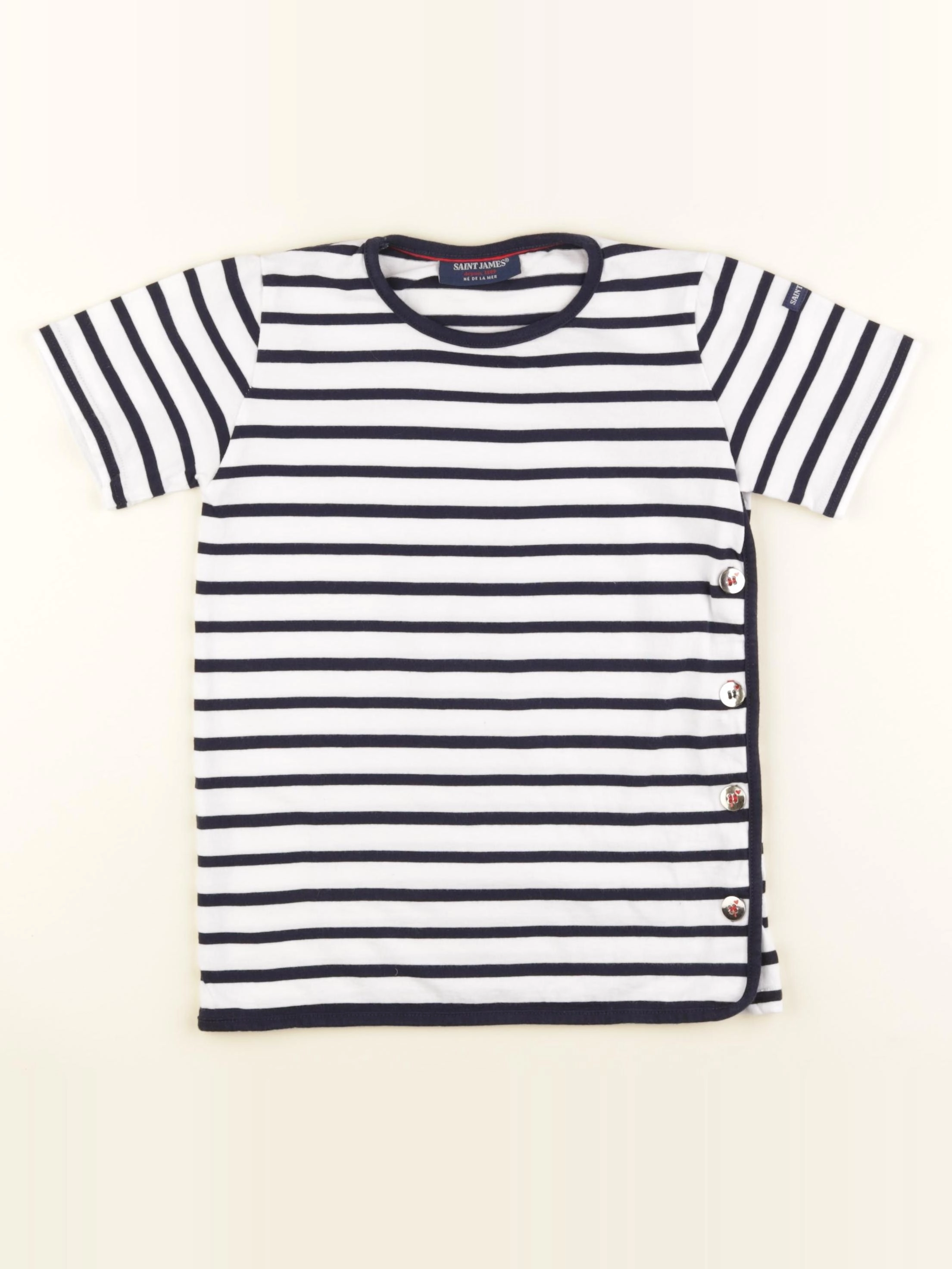 Saint James - tee-shirt blanc, bleu - 8 ans