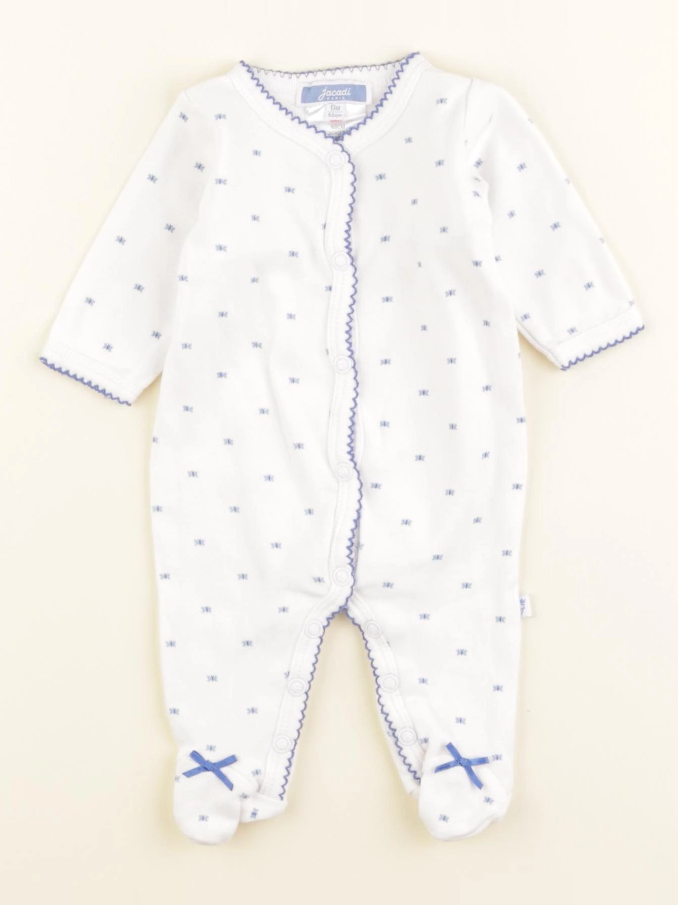 Jacadi - pyjama coton blanc, bleu - 0 mois