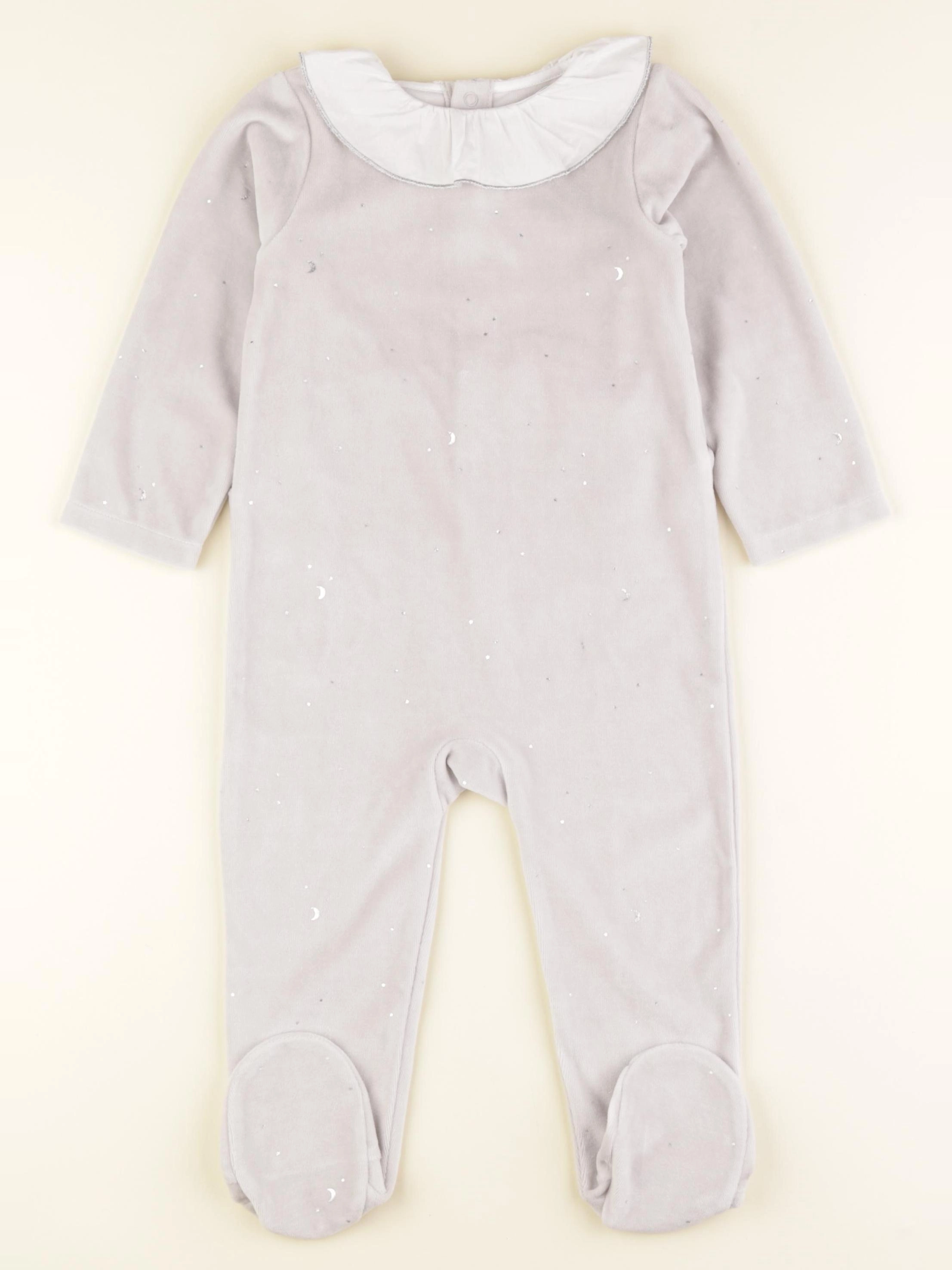 Jacadi - pyjama velours gris, argent - 24 mois