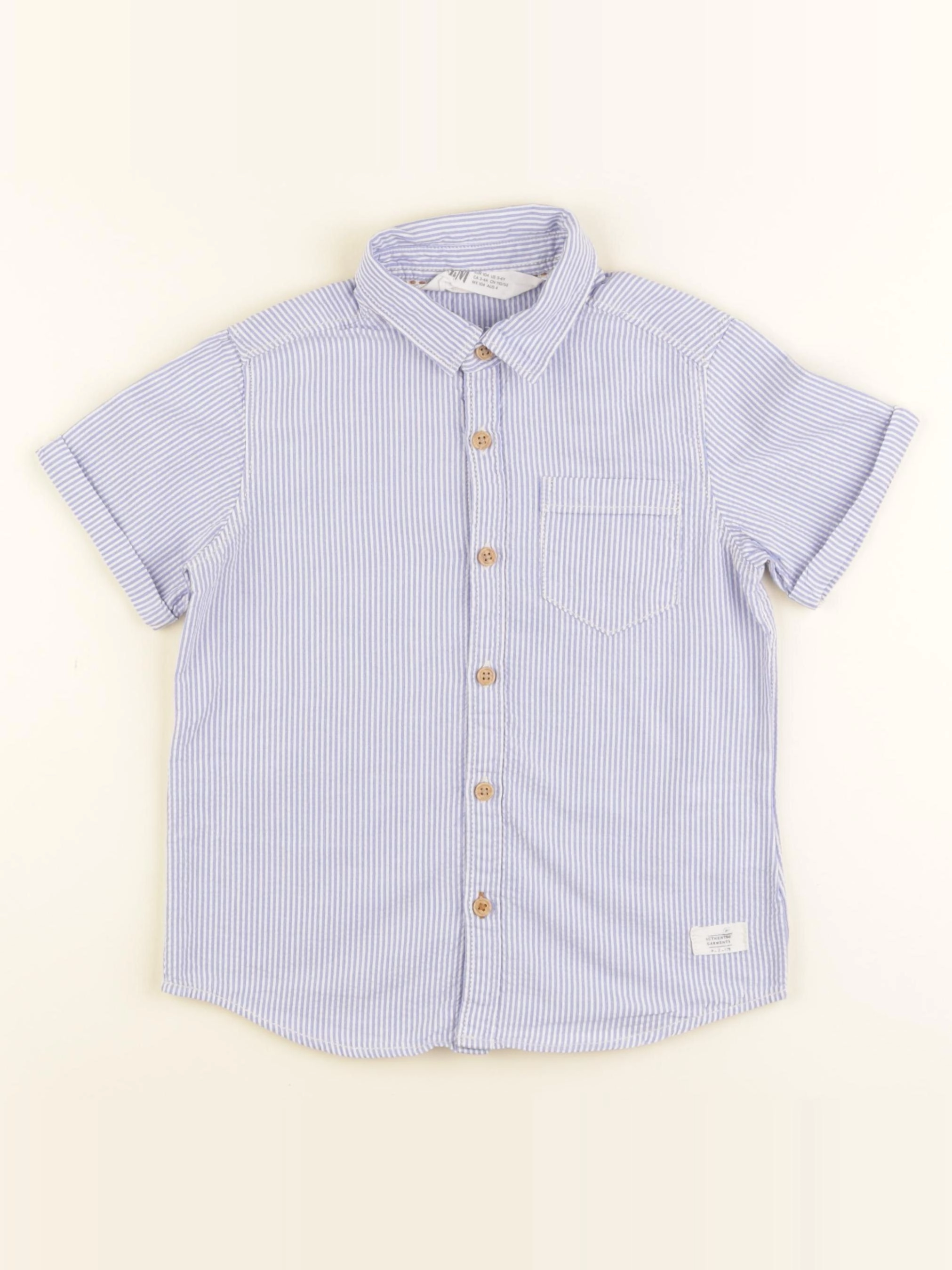 H&M - chemise blanc, bleu - 3/4 ans