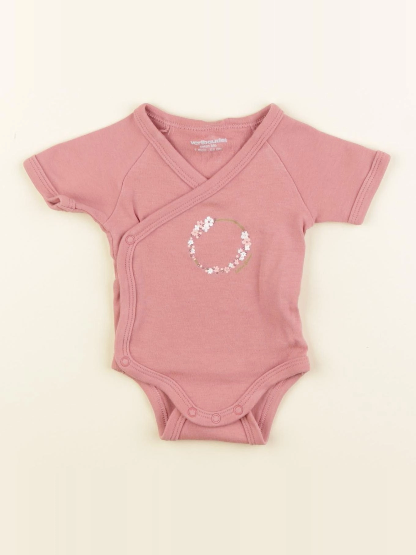 Vertbaudet - body rose - 1 mois