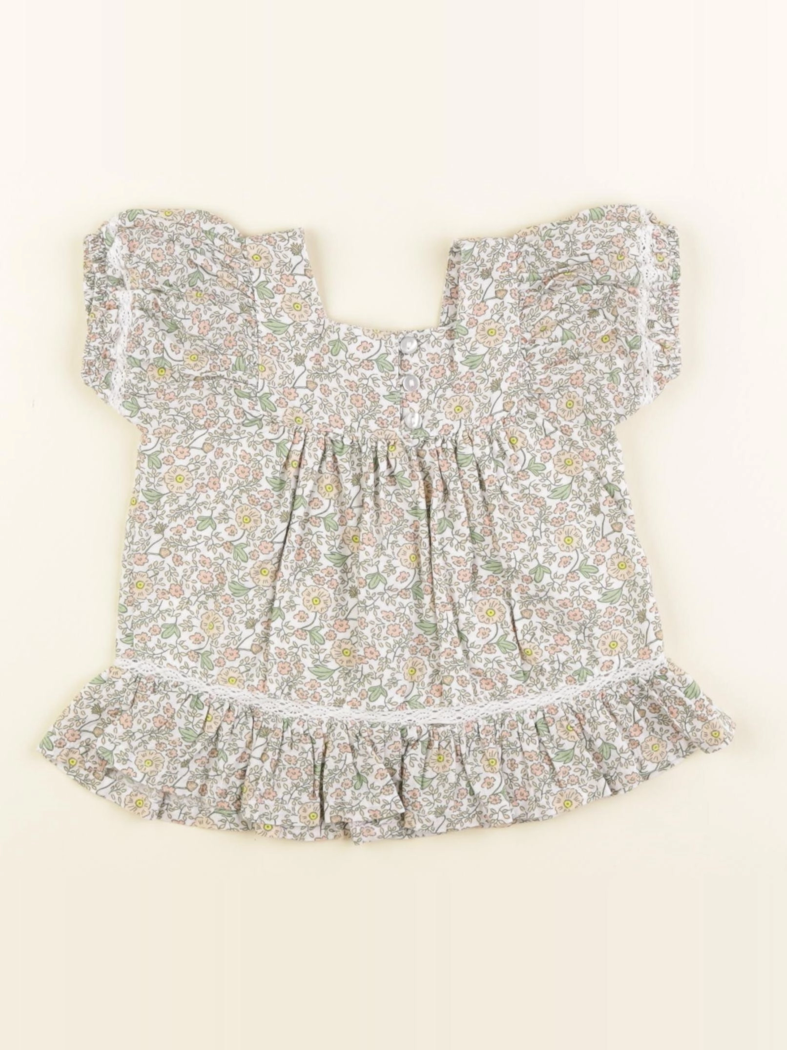 Vertbaudet - robe orange, vert - 3 mois