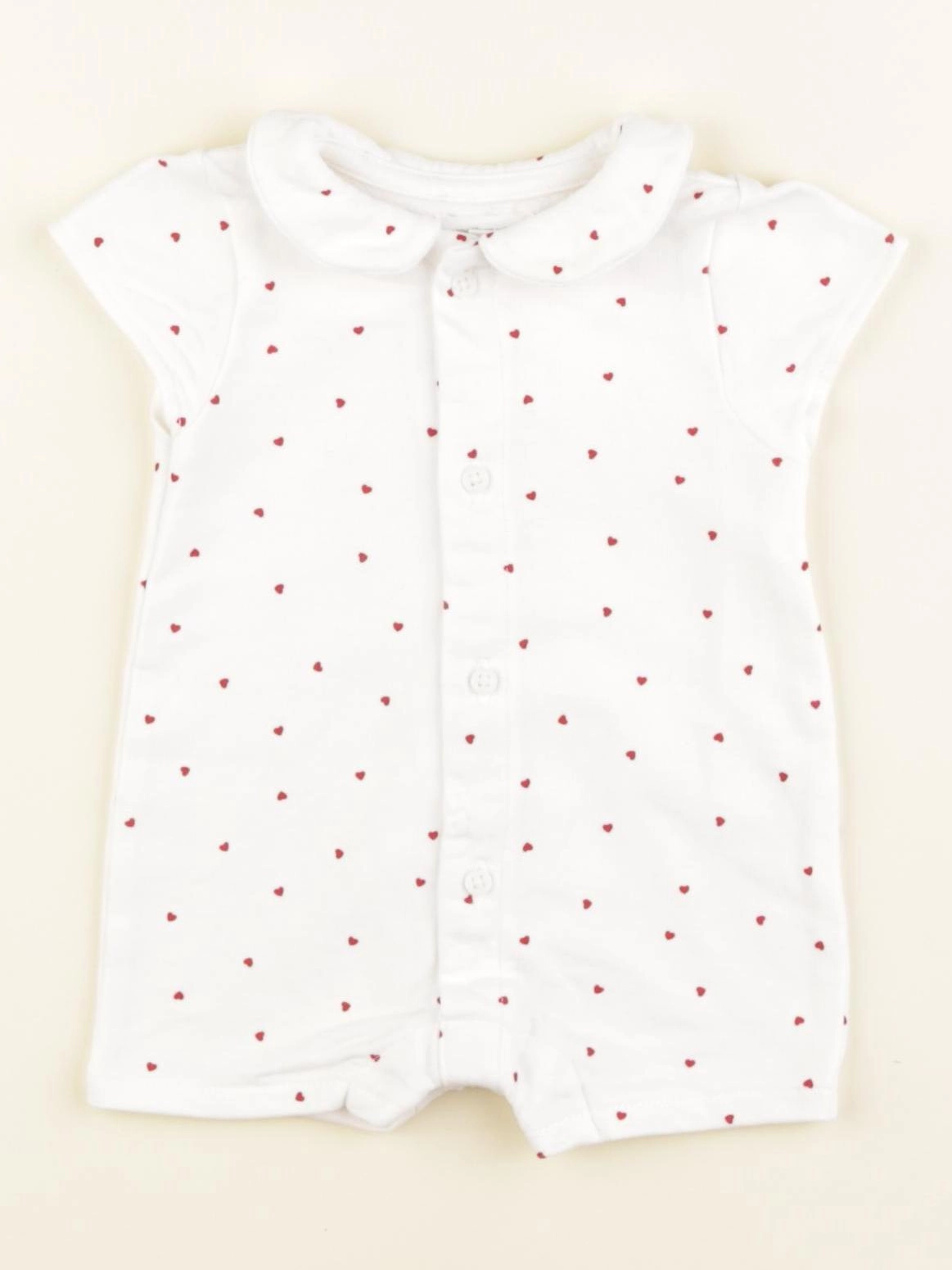 Vertbaudet - combinaison coton blanc, rouge - 1 mois