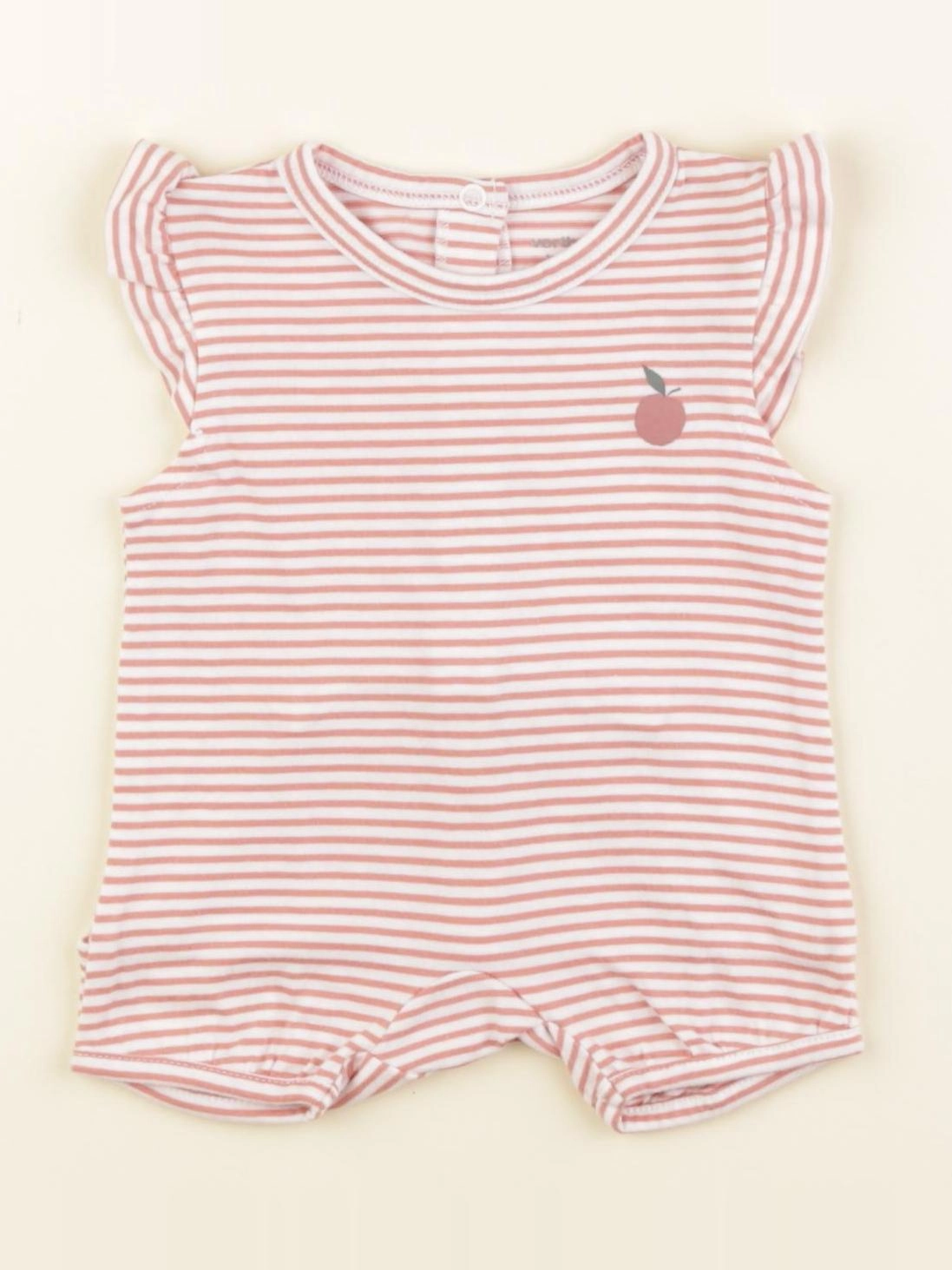 Vertbaudet - pyjama coton blanc, rose - 1 mois