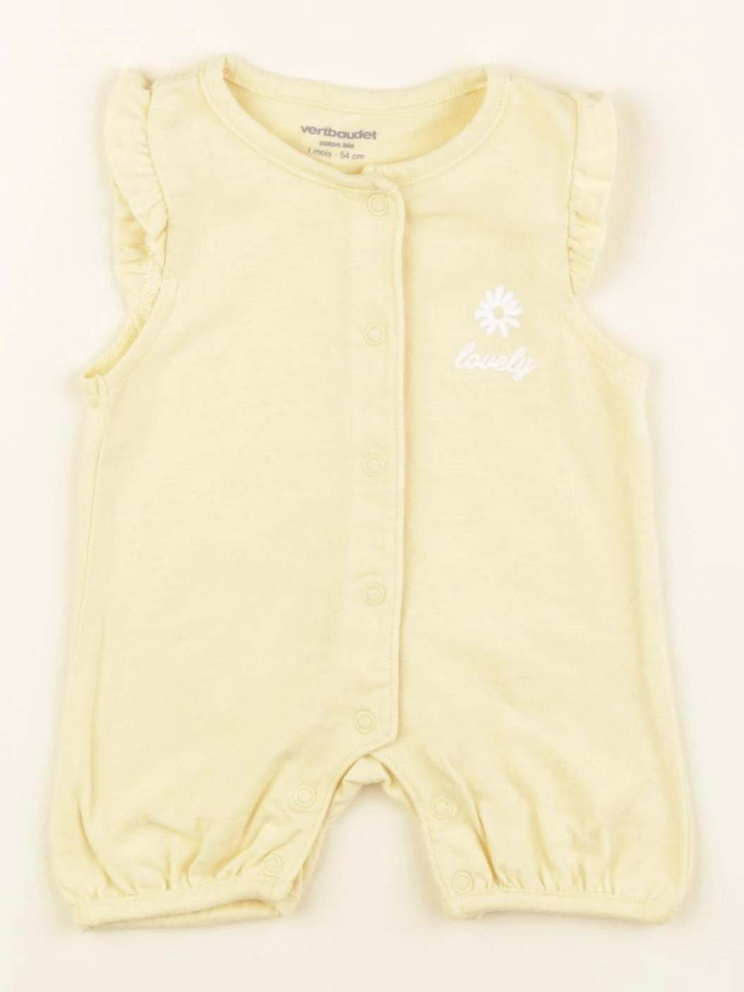 Vertbaudet - pyjama coton jaune - 1 mois