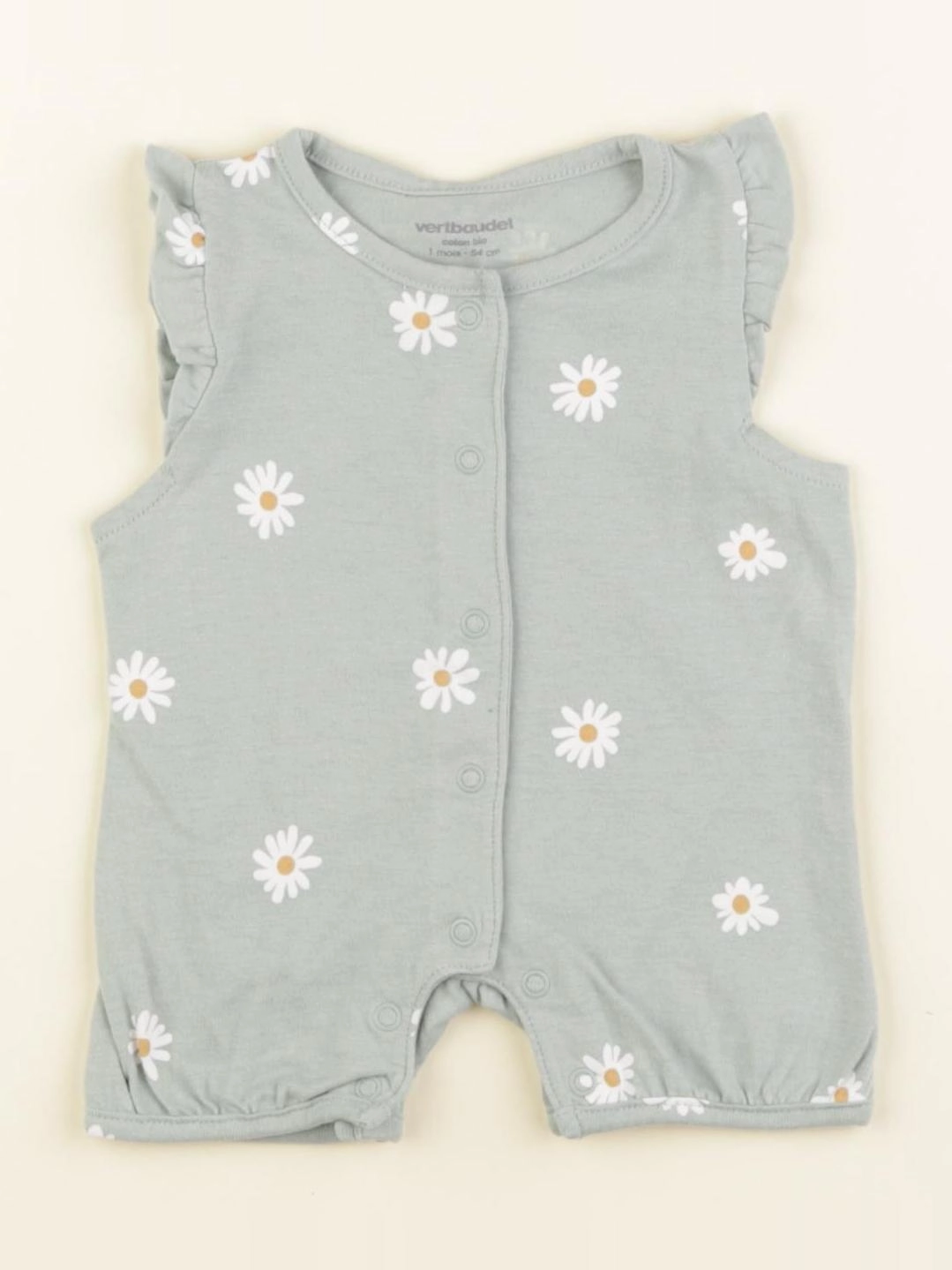 Vertbaudet - pyjama coton vert - 1 mois