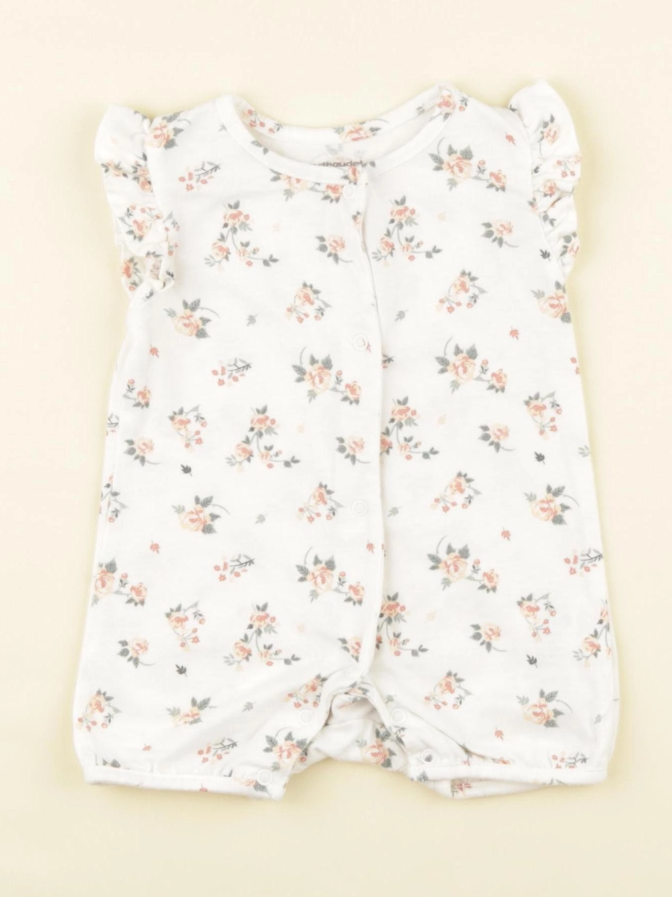 Vertbaudet - pyjama coton blanc, rose, vert - 6 mois