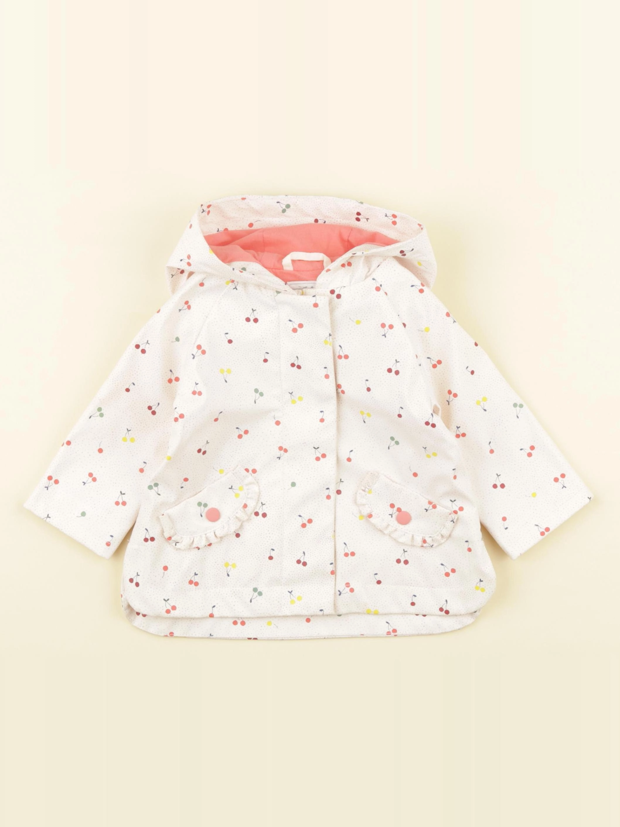 Vertbaudet - imperméable beige, rose - 6 mois