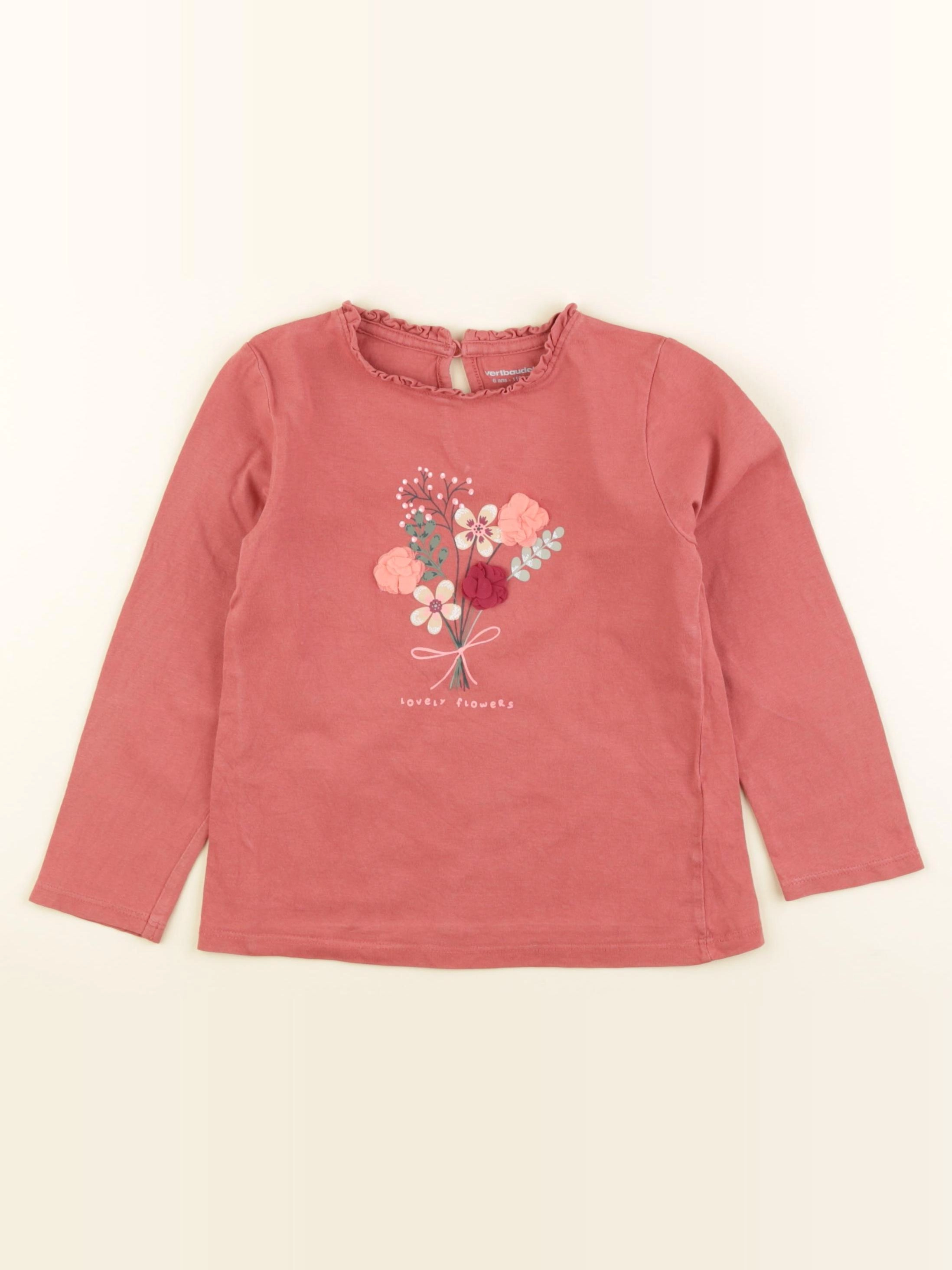 Vertbaudet - tee-shirt rose - 6 ans