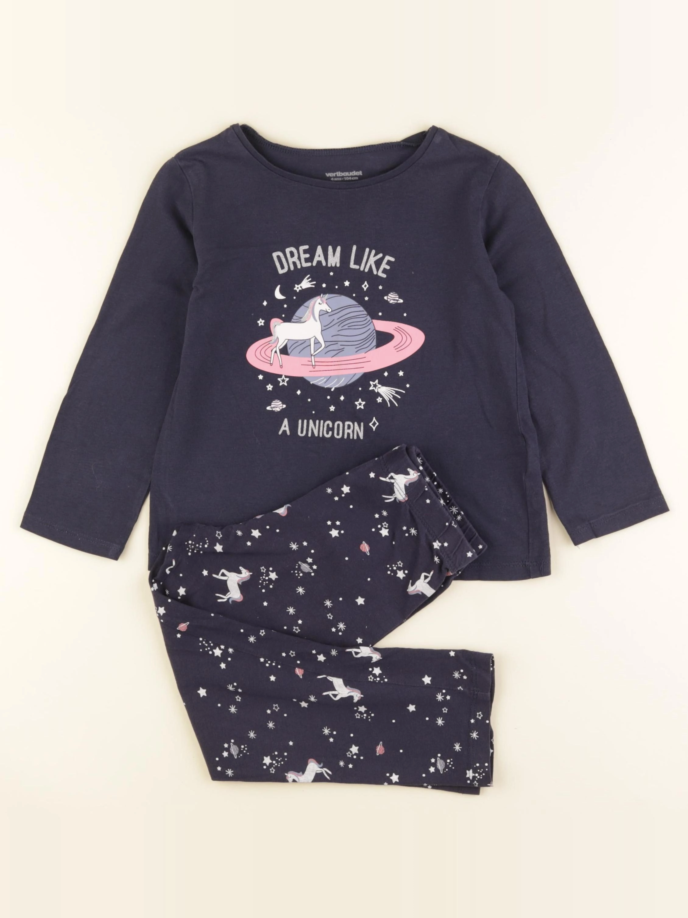 Vertbaudet - pyjama coton bleu - 4 ans