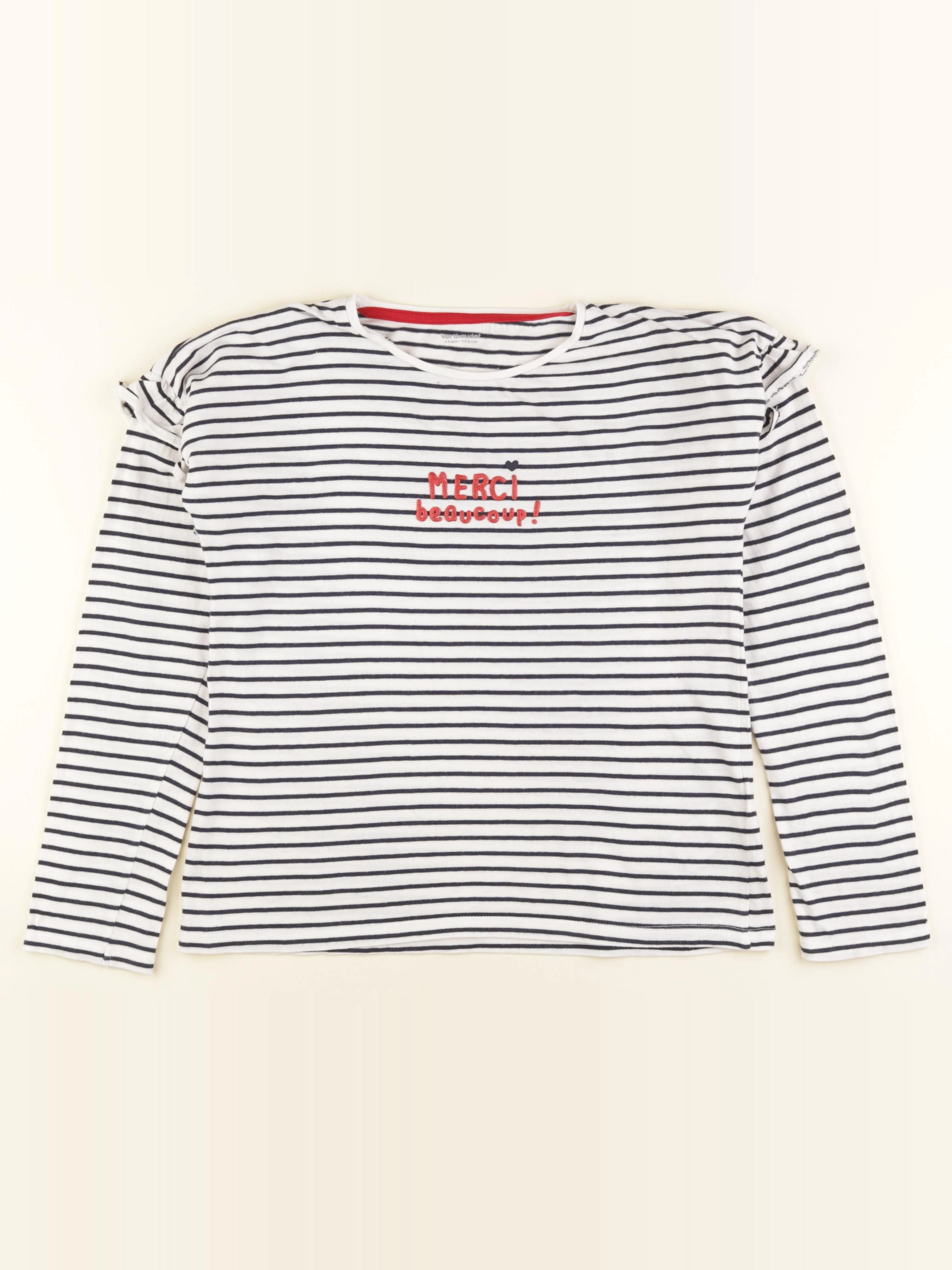 Vertbaudet - tee-shirt blanc, bleu - 12 ans