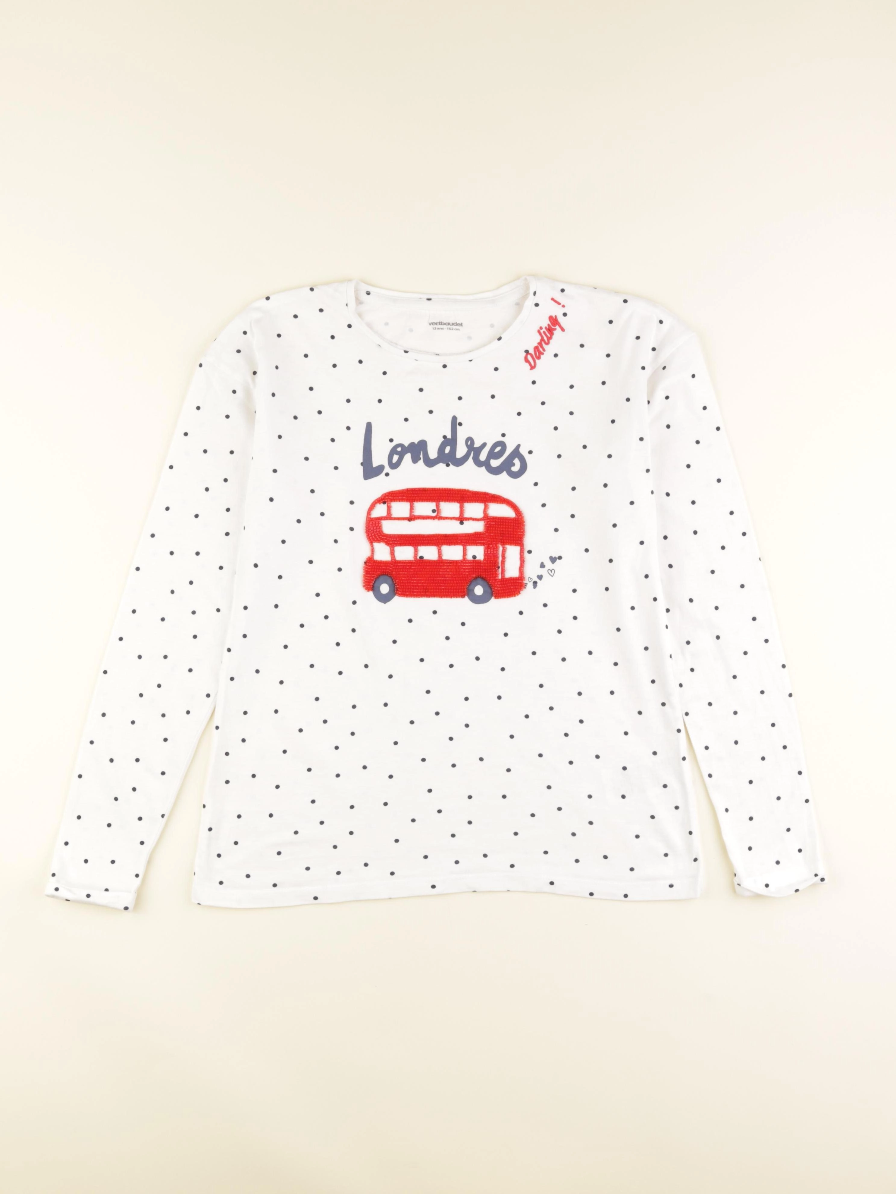 Vertbaudet - tee-shirt blanc, bleu, rouge - 12 ans