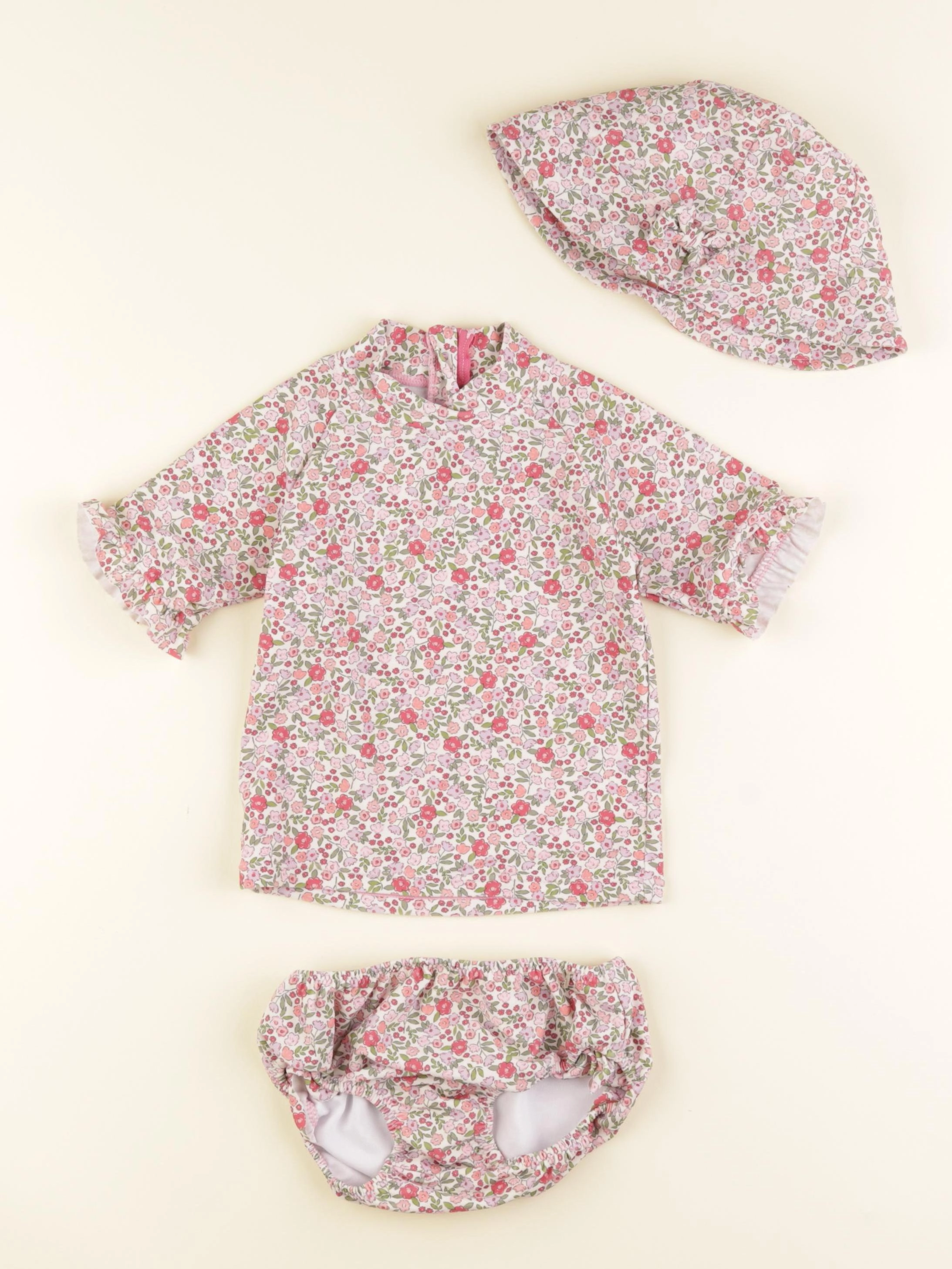 Vertbaudet - ensemble de bain rose, vert - 2 ans