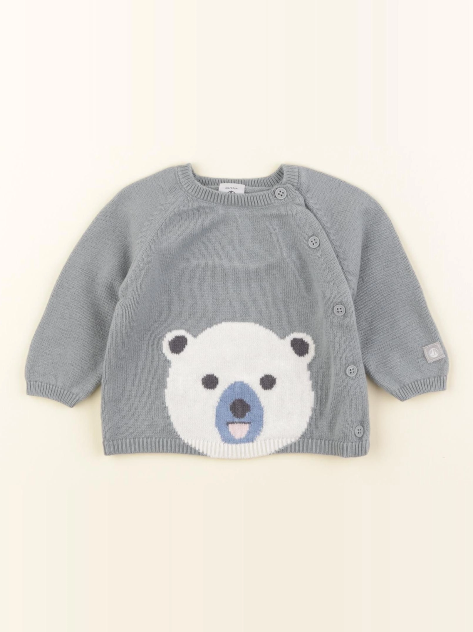 Petit Bateau - pull vert - 6 mois