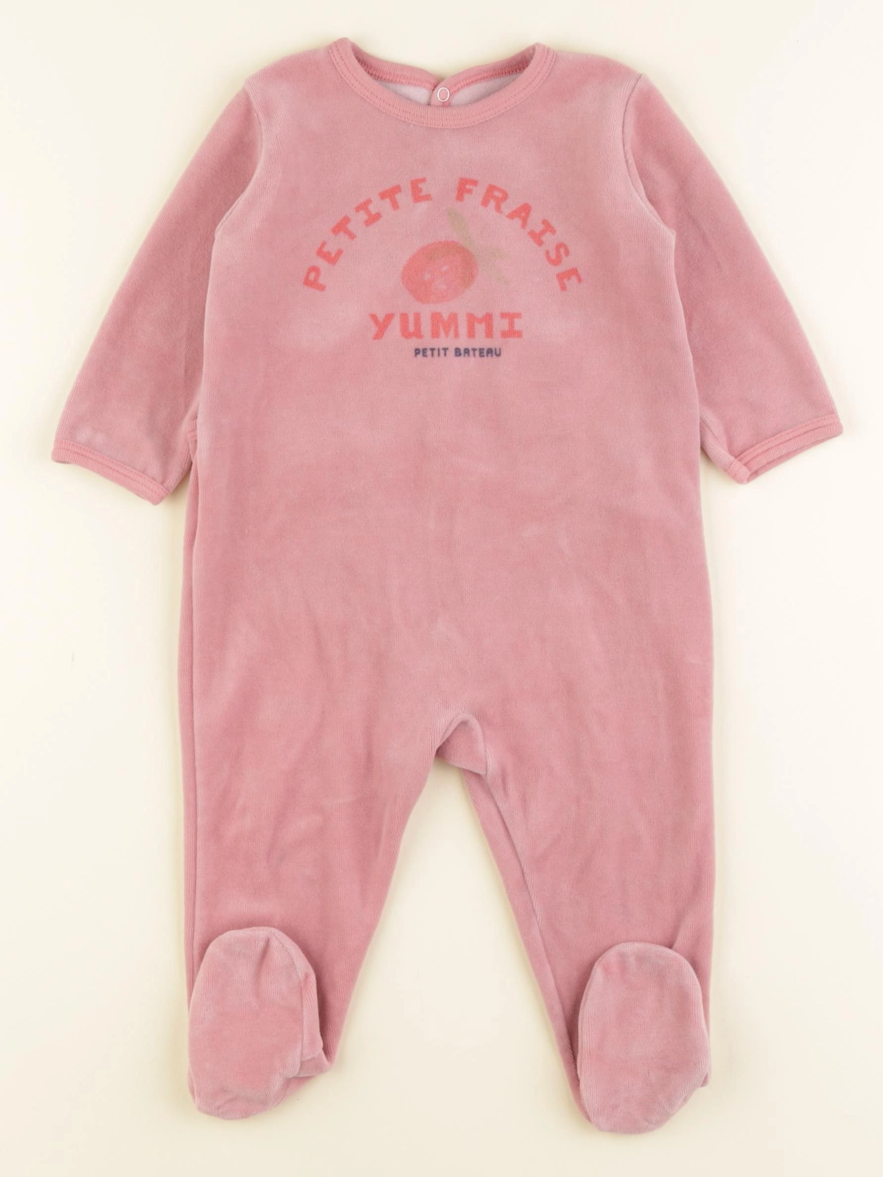Petit Bateau - pyjama velours rose - 9 mois
