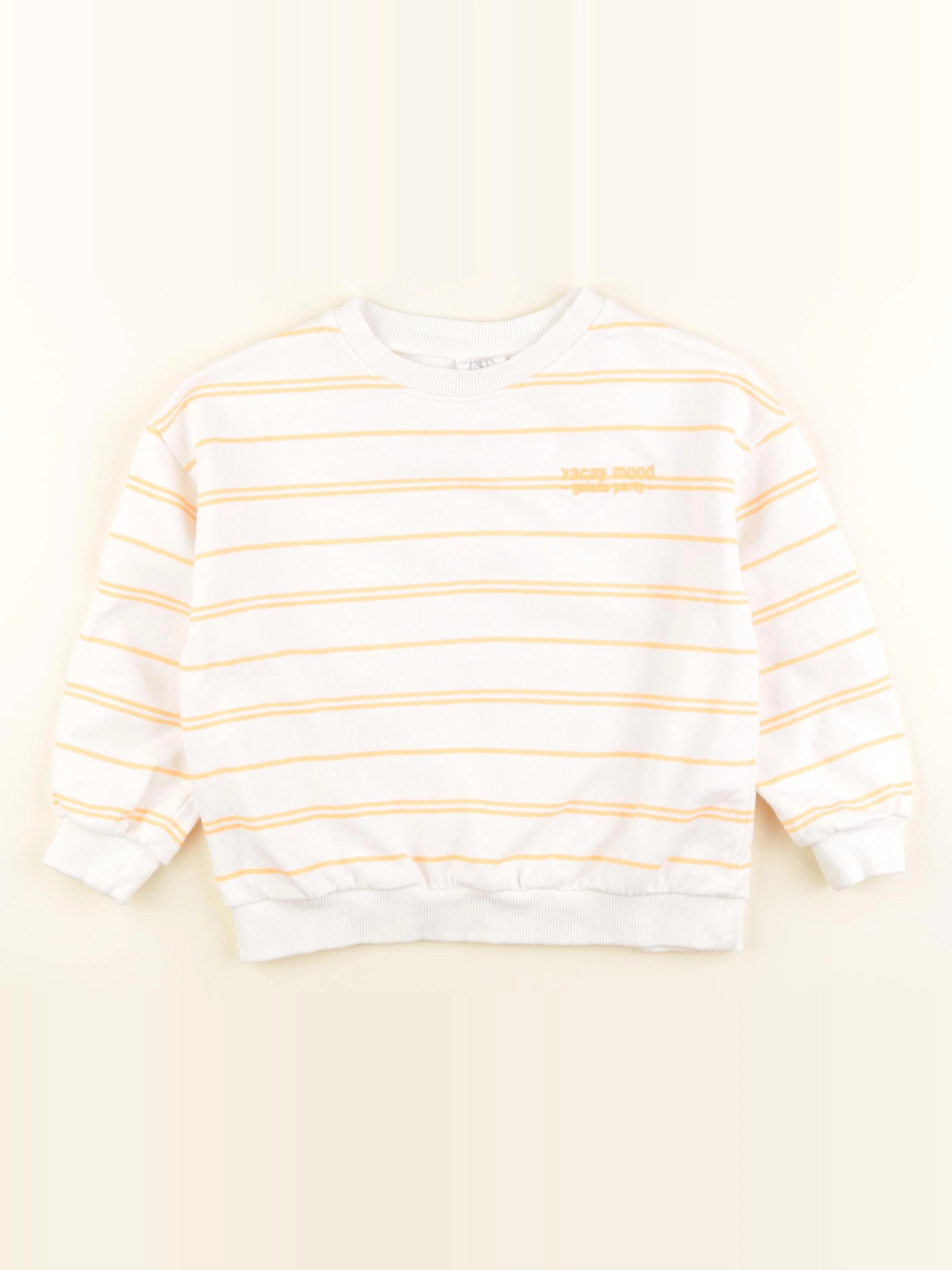 Zara - sweat blanc, orange - 6 ans