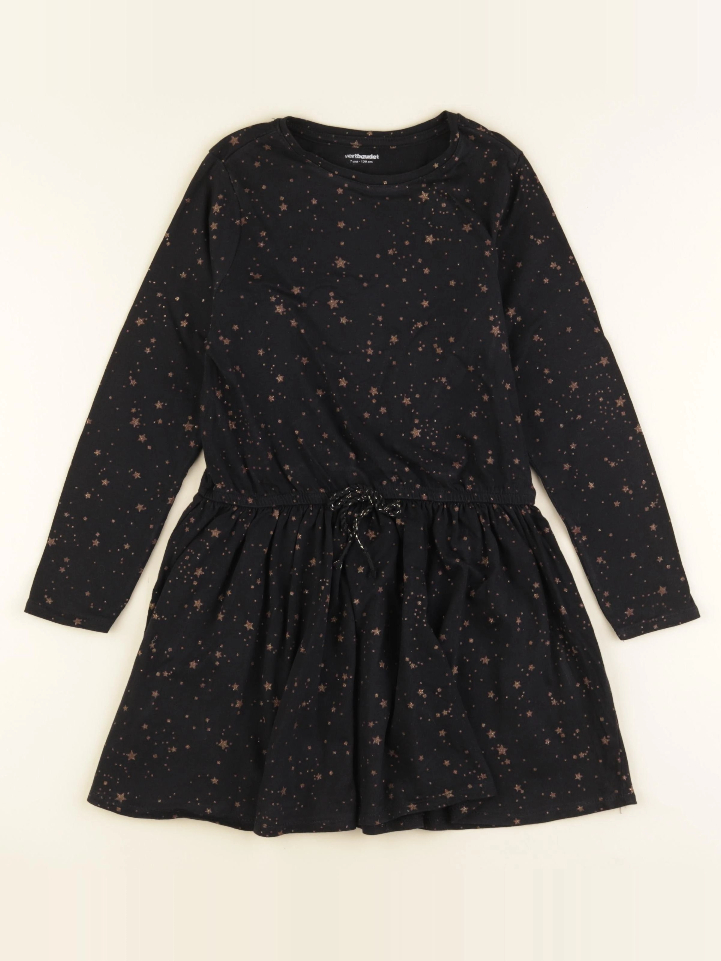 Vertbaudet - robe noir, or - 7 ans