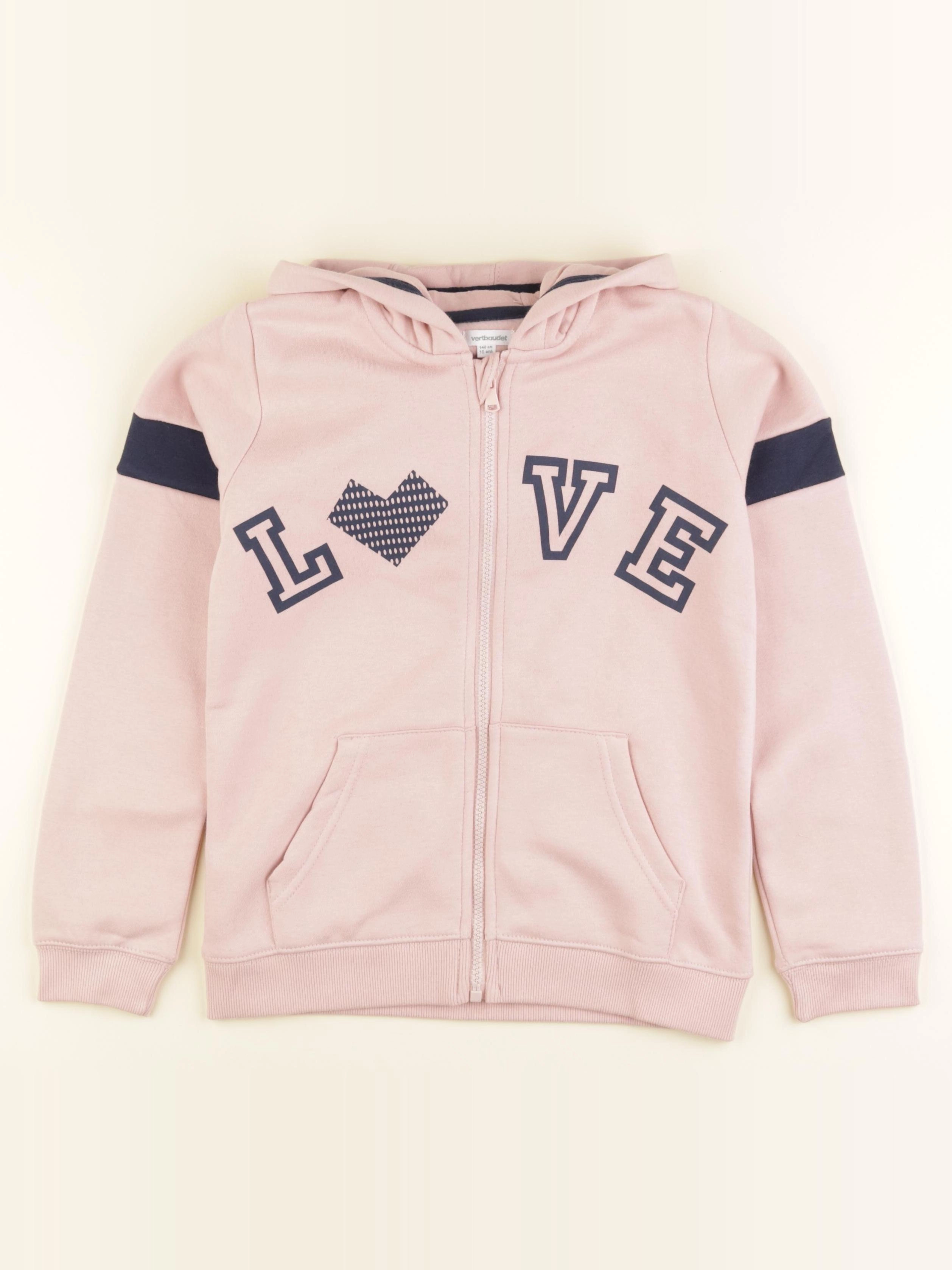 Vertbaudet - sweat rose - 10 ans