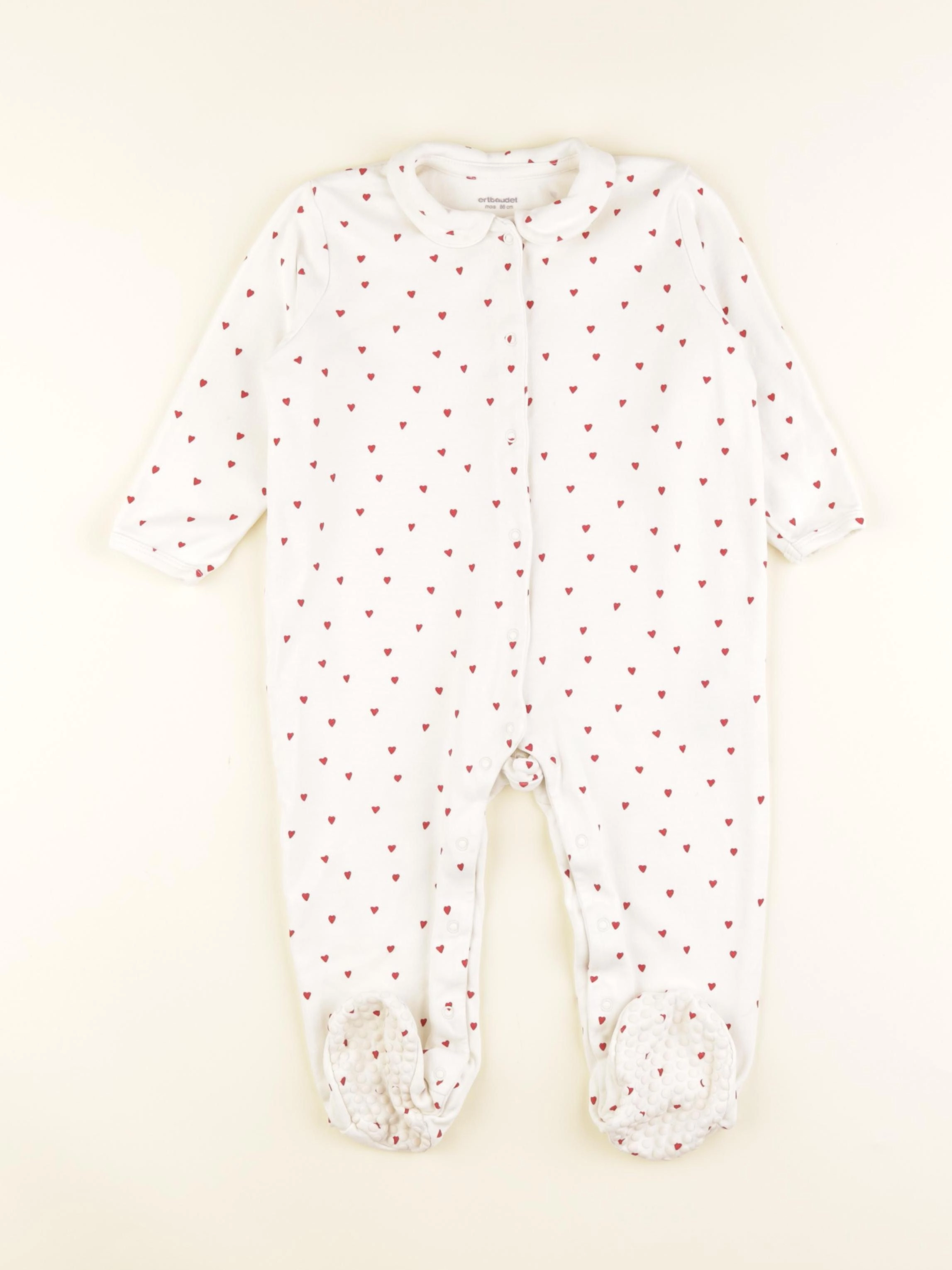 Vertbaudet - pyjama coton blanc, rouge - 2 ans