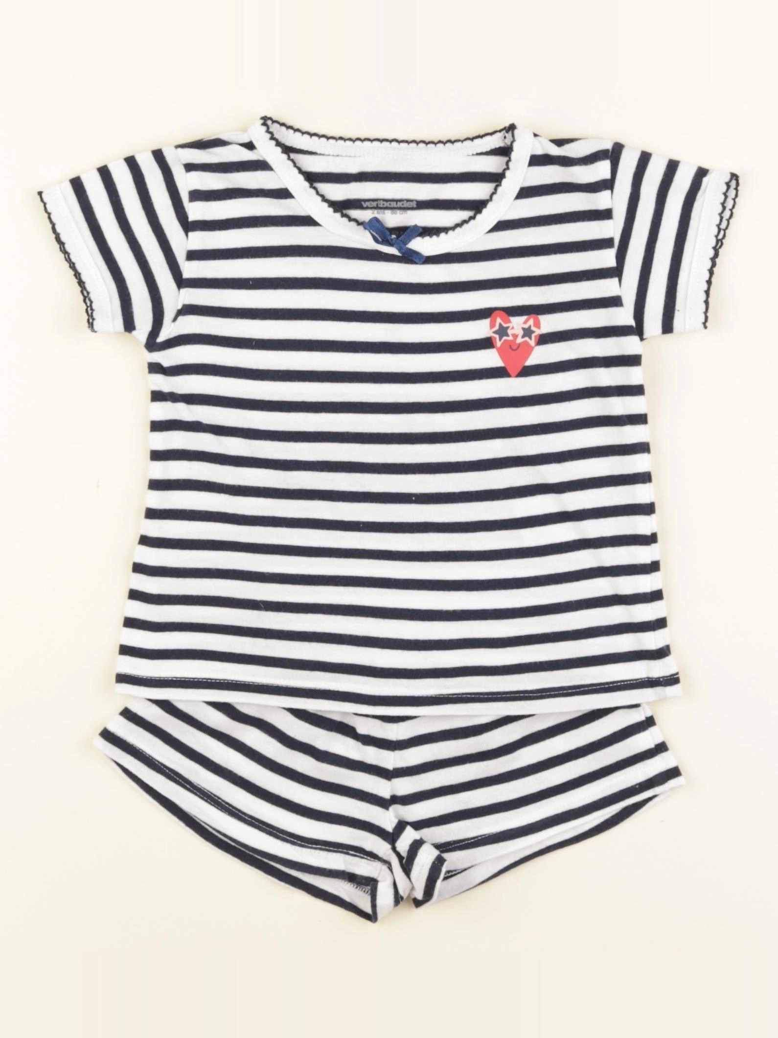 Vertbaudet - pyjama coton blanc, bleu - 2 ans