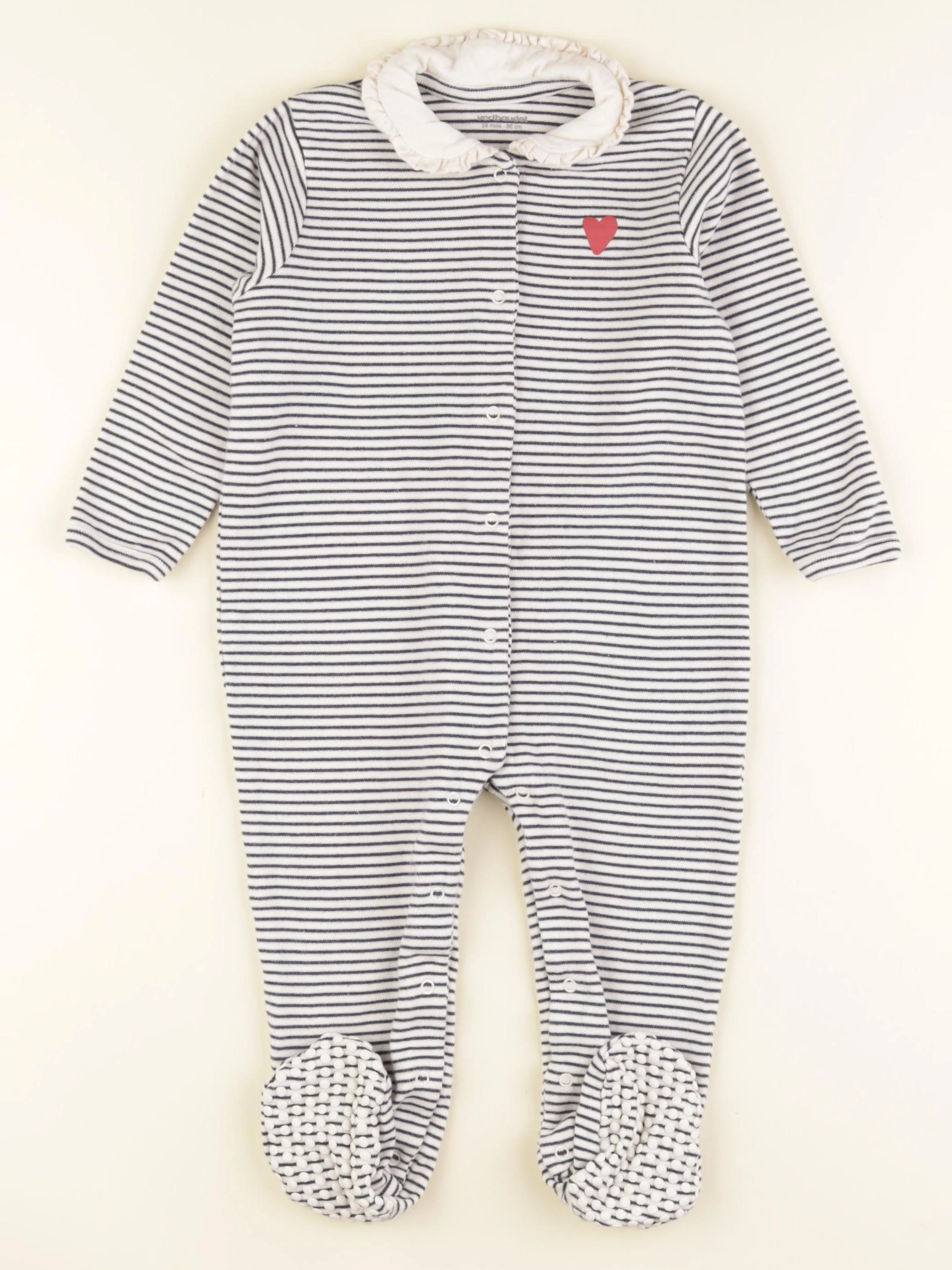 Vertbaudet - pyjama coton blanc, bleu - 2 ans