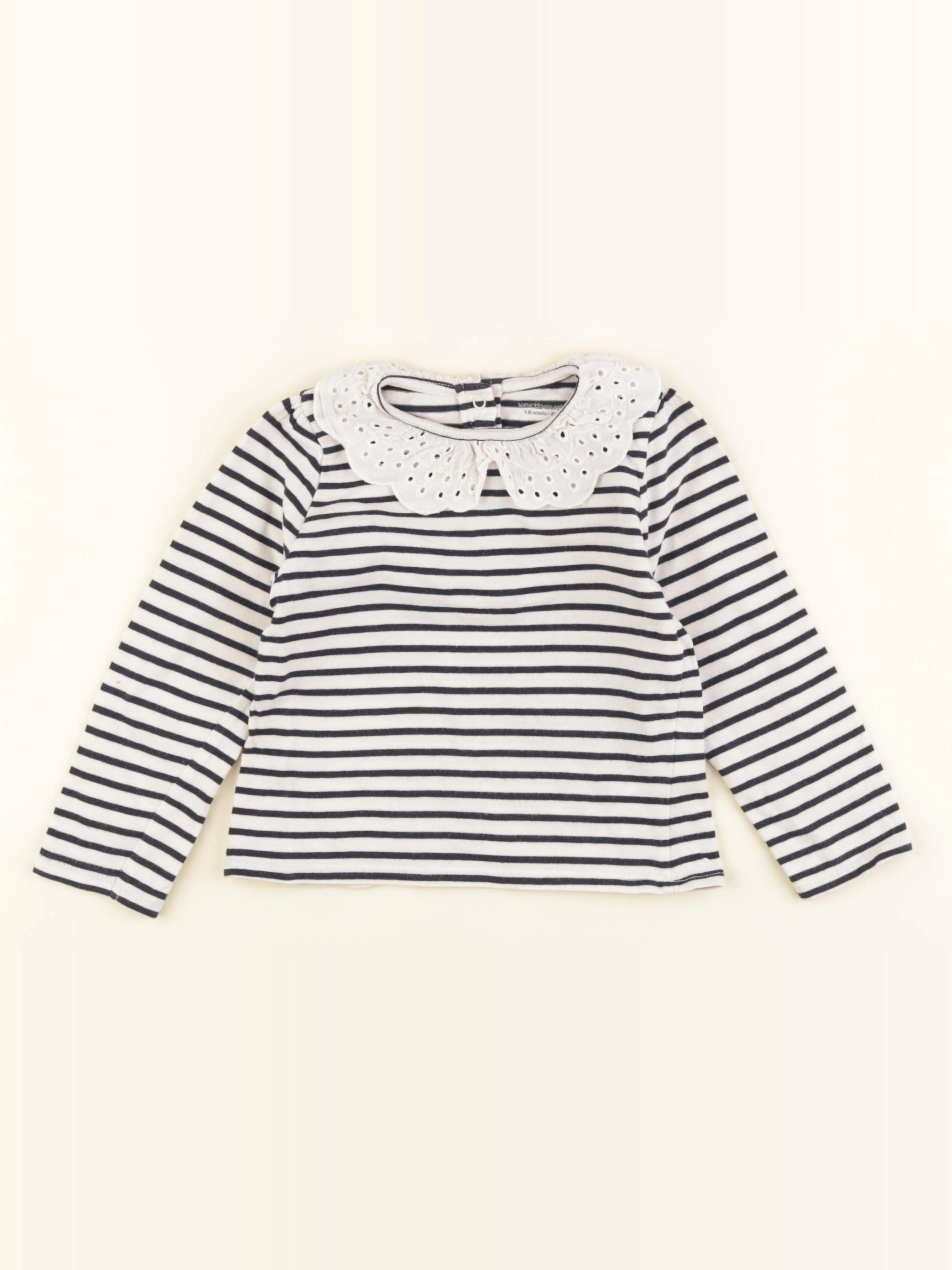 Vertbaudet - tee-shirt blanc, bleu - 18 mois