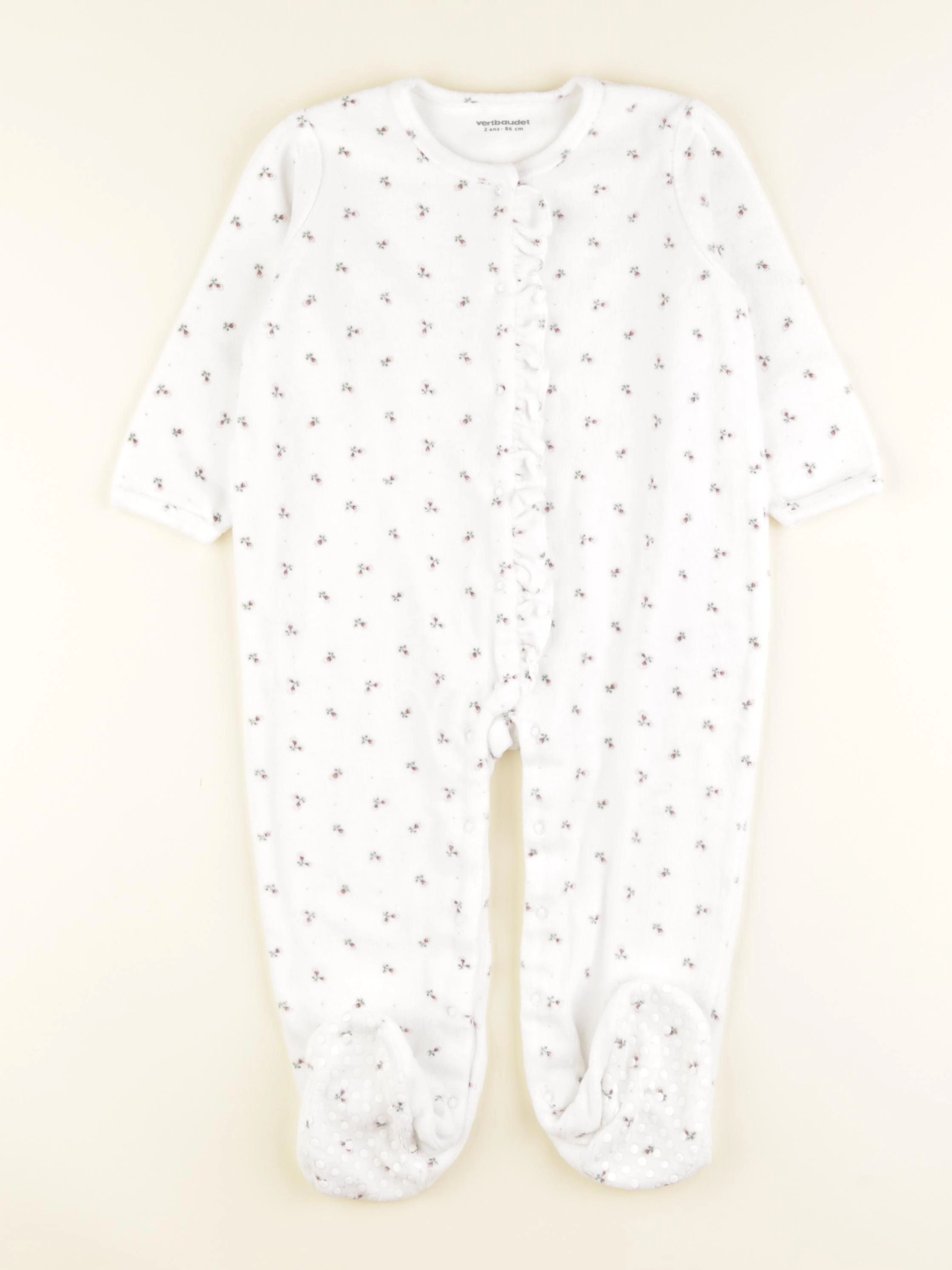 Vertbaudet - pyjama velours blanc - 2 ans