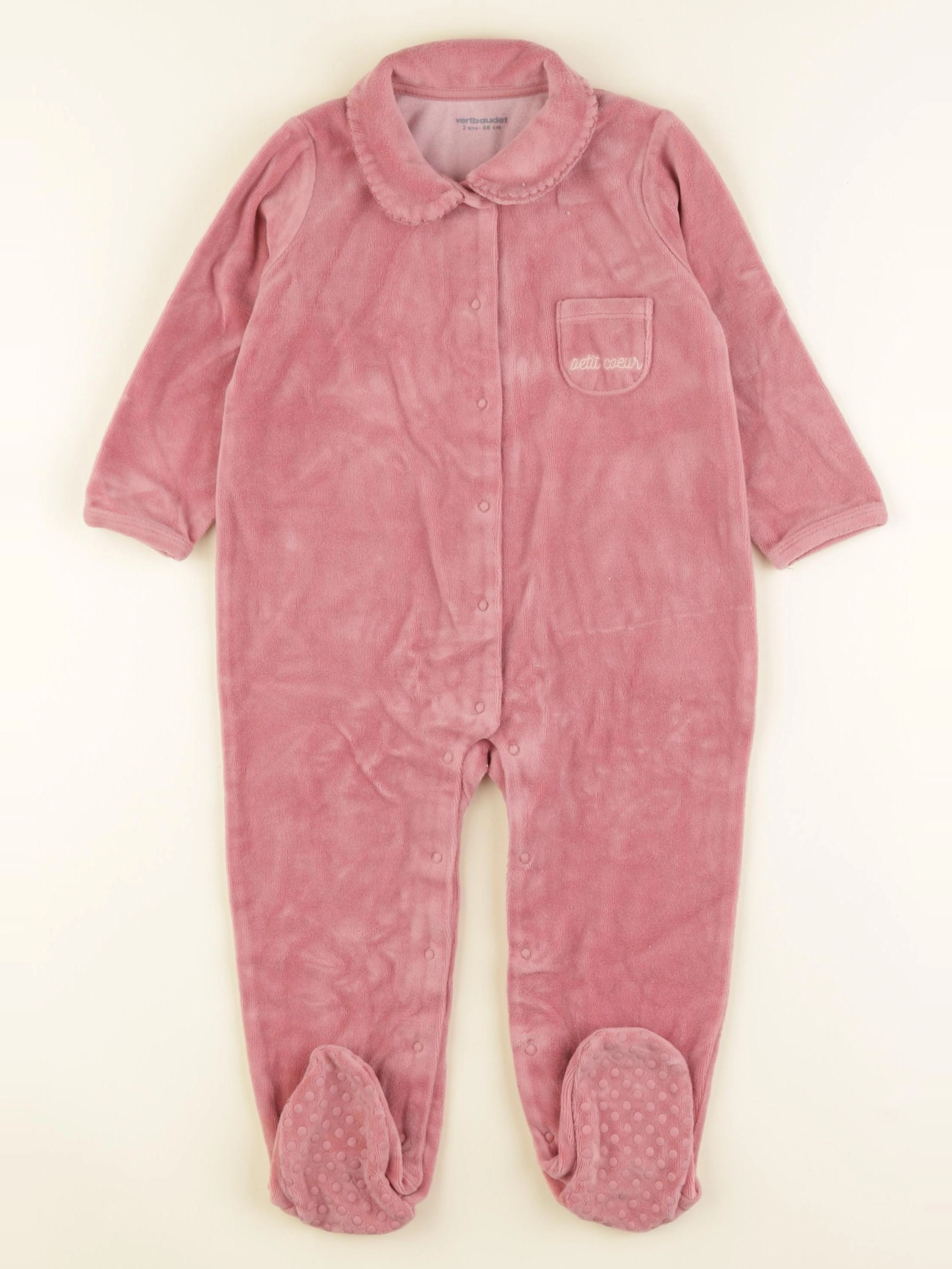 Vertbaudet - pyjama velours rose - 2 ans