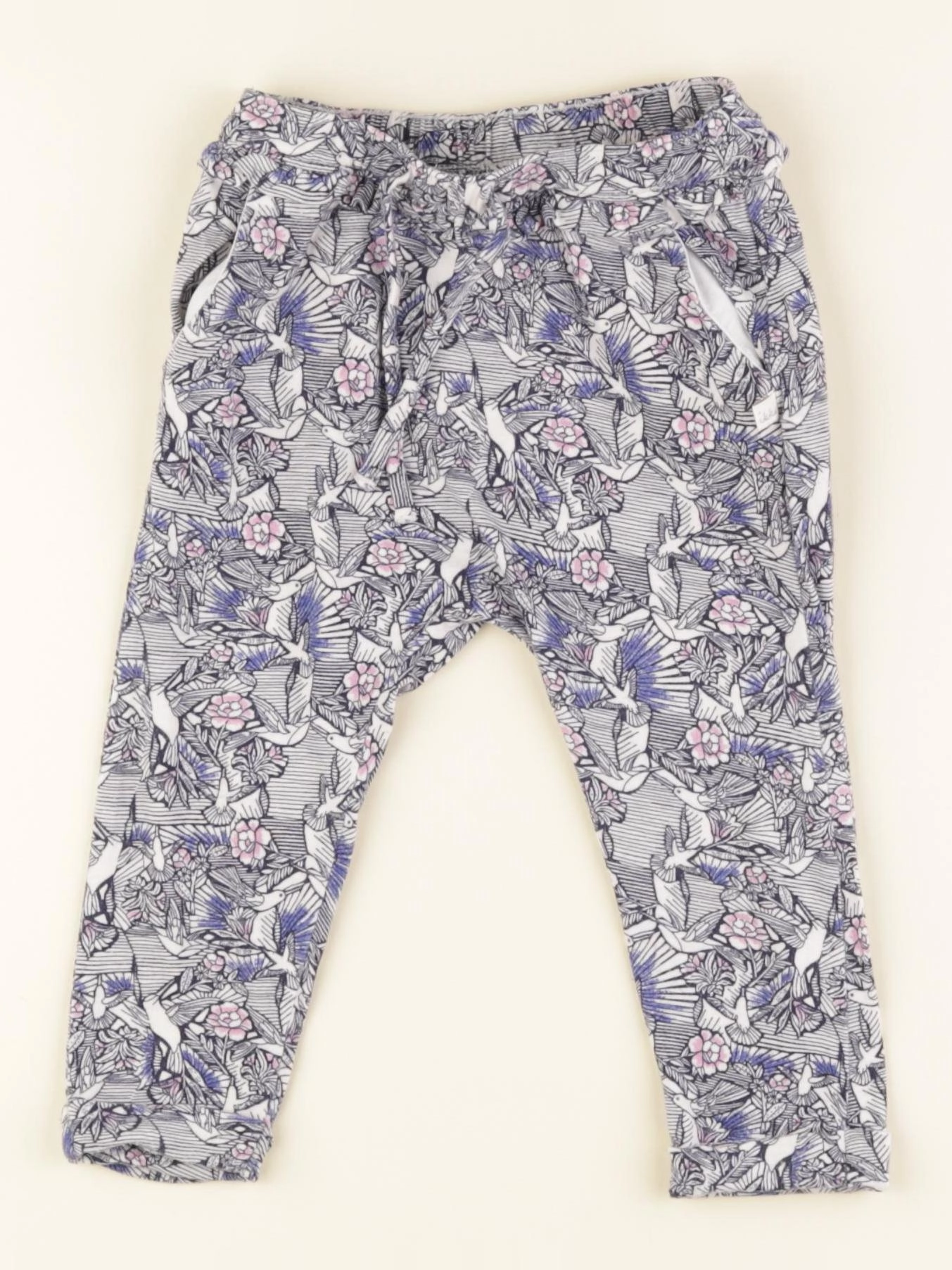 IKKS - pantalon bleu, blanc - 12 mois