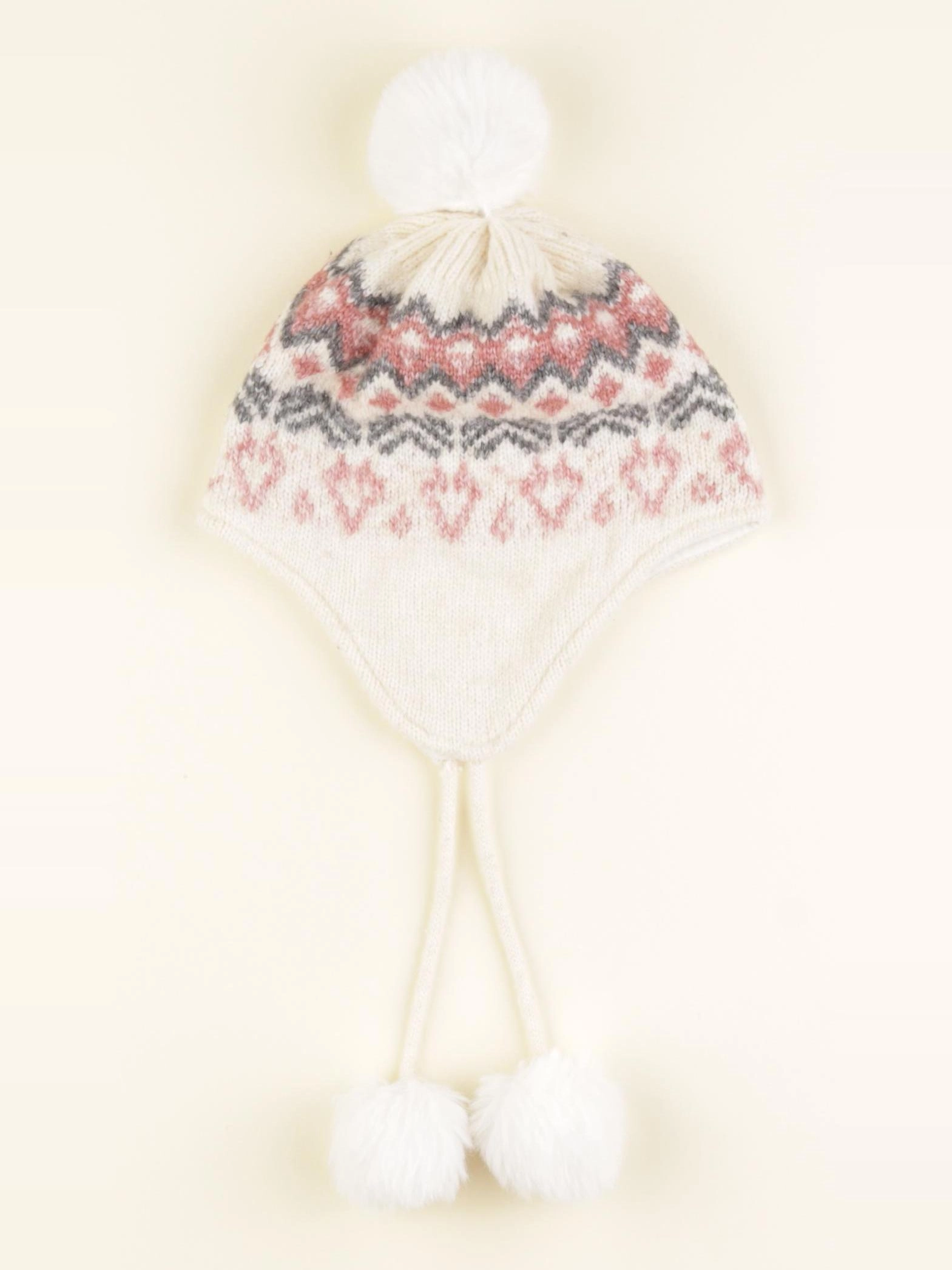 Vertbaudet - bonnet rose, beige - 4/6 ans