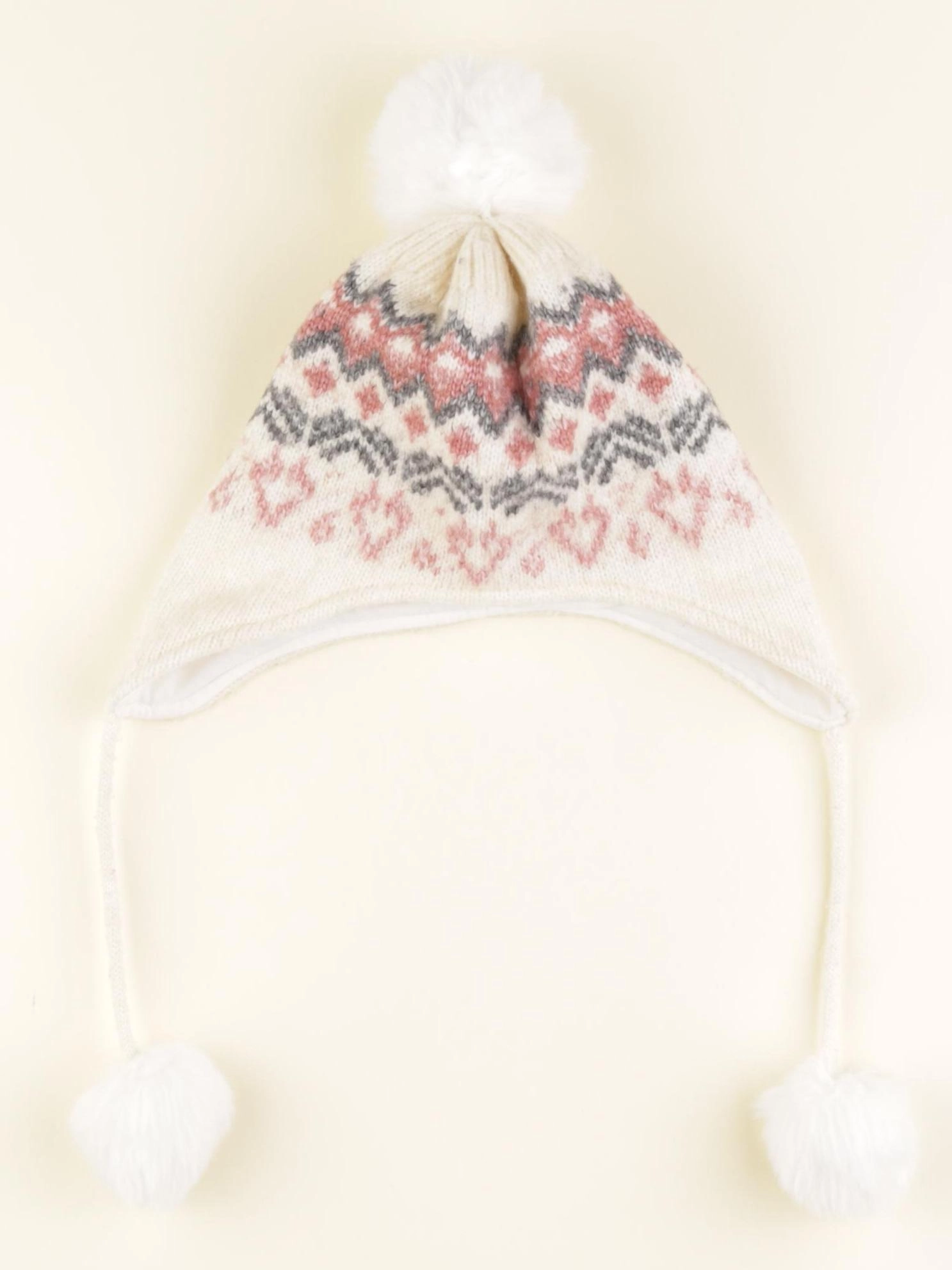 Vertbaudet - bonnet rose, beige - 4/6 ans