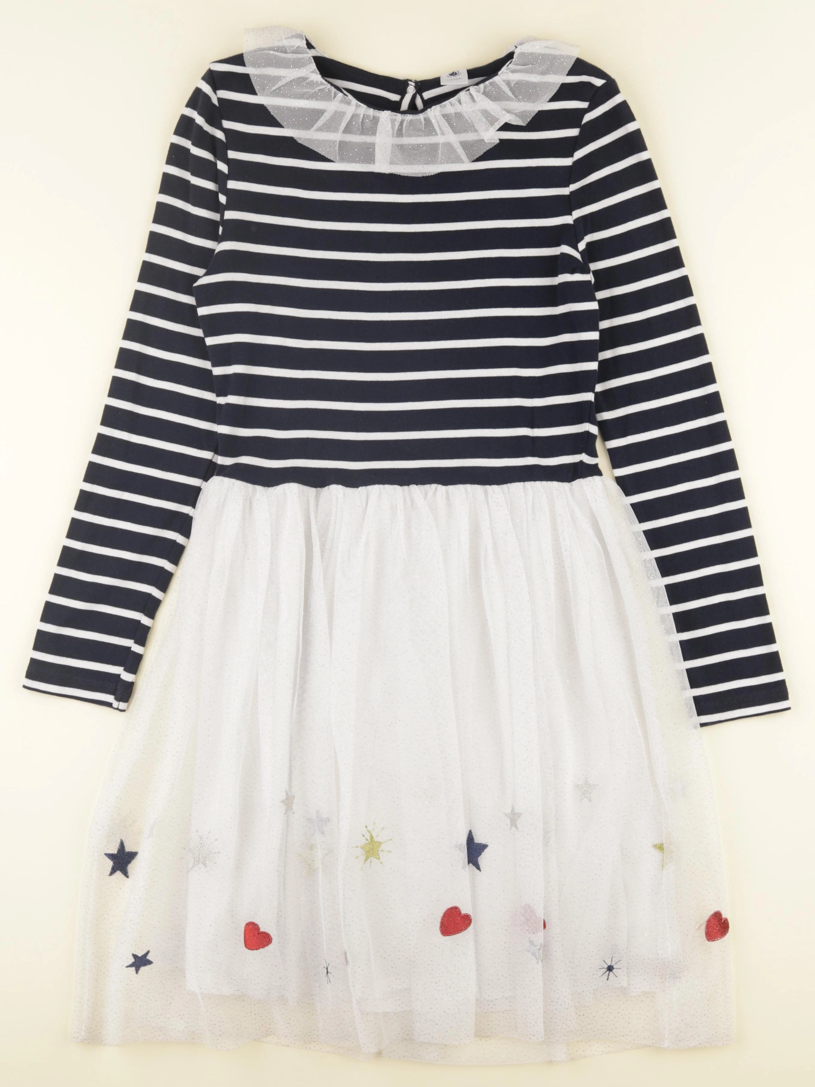 Petit Bateau - robe argent, bleu, blanc - 12 ans