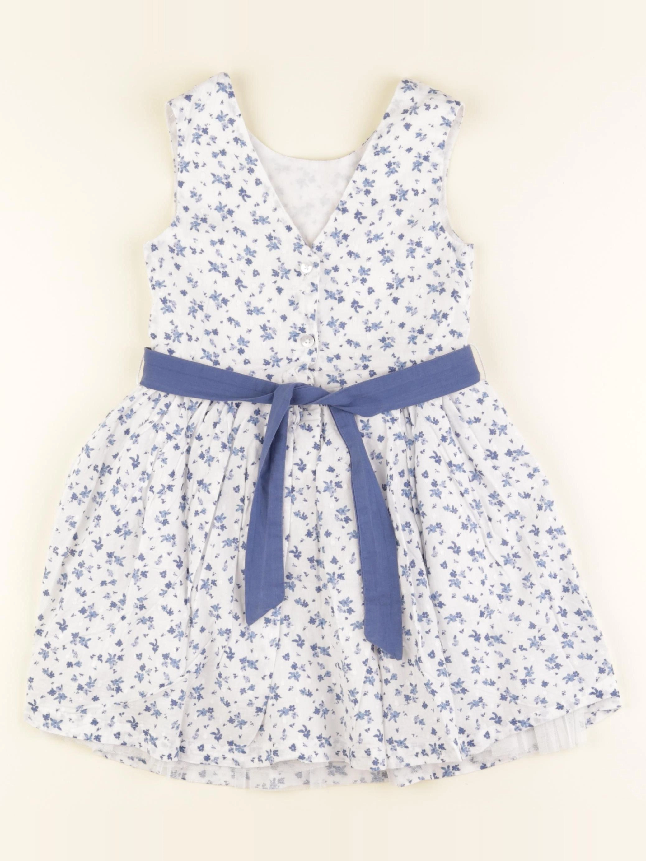 Vertbaudet - robe blanc, bleu - 4/5 ans