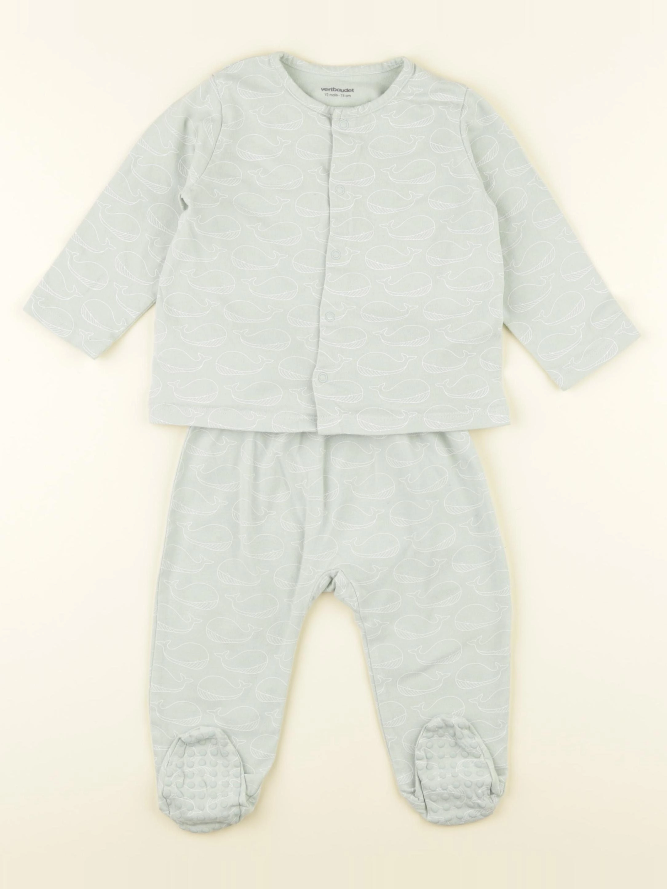 Vertbaudet - pyjama coton vert - 12 mois